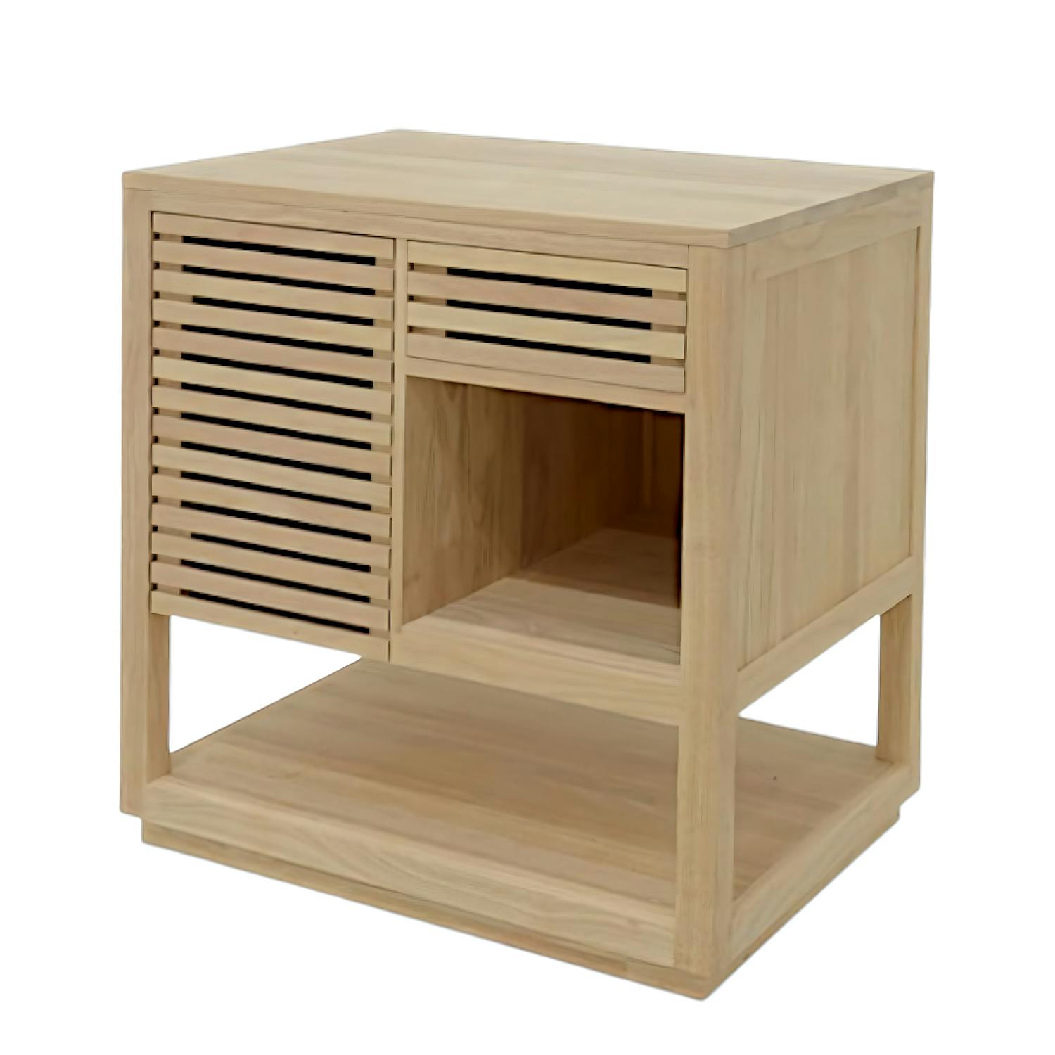 Meuble / Buffet 1 porte Persienne, 1 tiroir façade Persienne, 1 niche, 1 plateau bas 80x60x85cm NEW ORLEANS