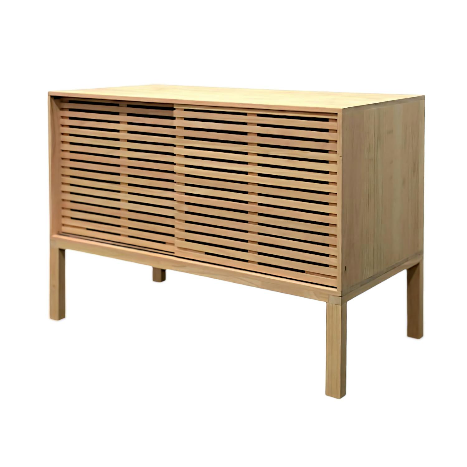 Meuble / Buffet Hévéa 2 portes coulissantes Persiennes 120x60x85cm NEW ORLEANS