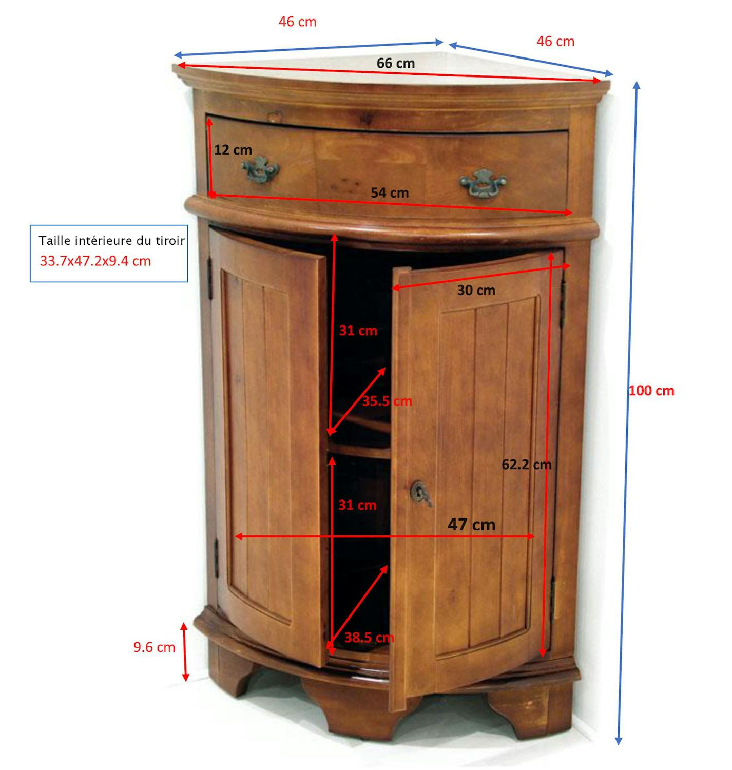 Meuble d'angle TRADITION 100 cm 2P 1 tiroir