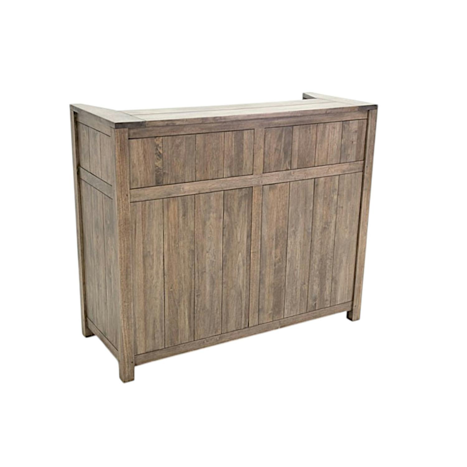Meuble de Bar Hévéa 1 porte, 2 tiroirs, 4 racks, 2 niches 124x50x105cm ATTAN