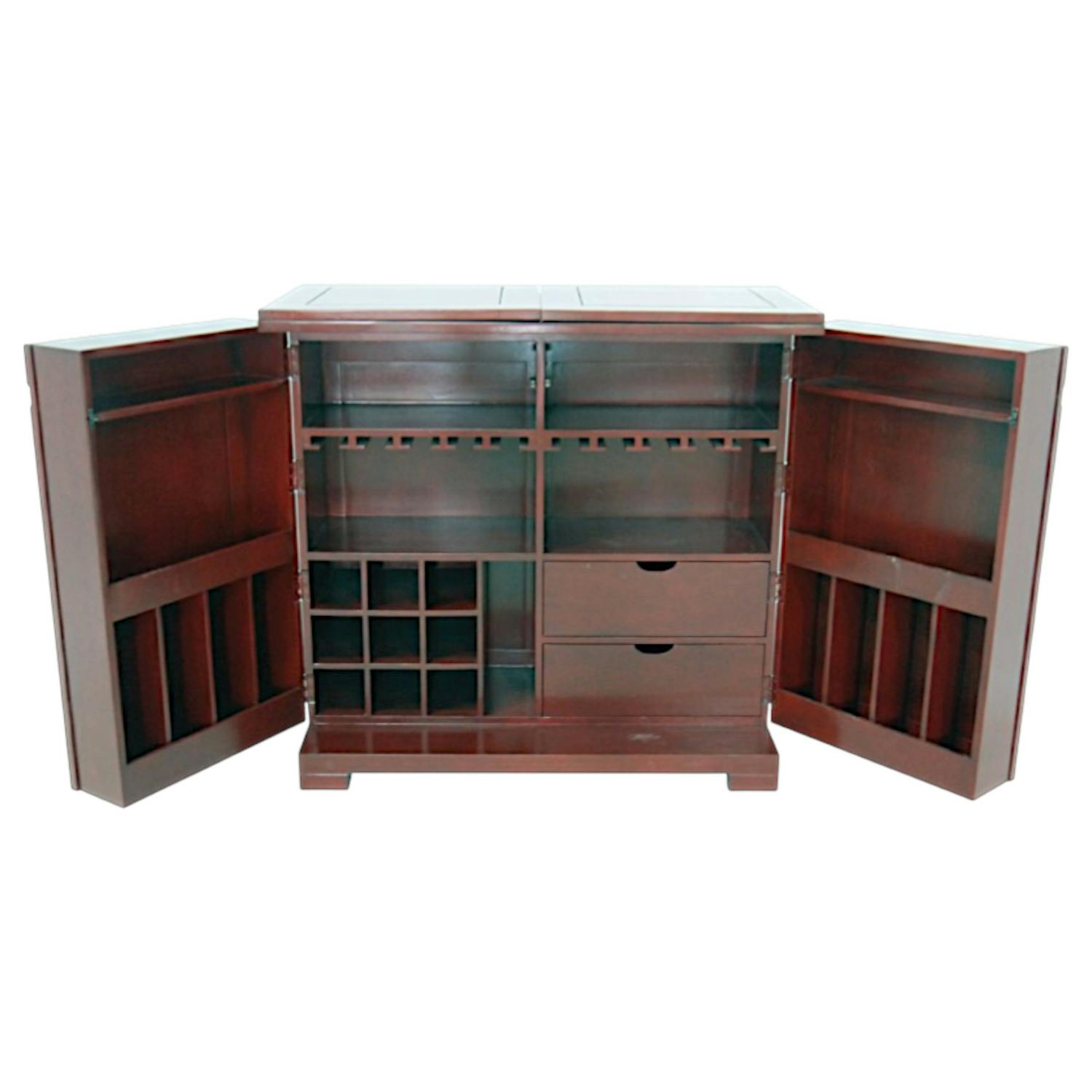 Meuble de bar pliant Hévéa 2 portes, 2 tiroirs 110/220x54x104cm NIAGARA