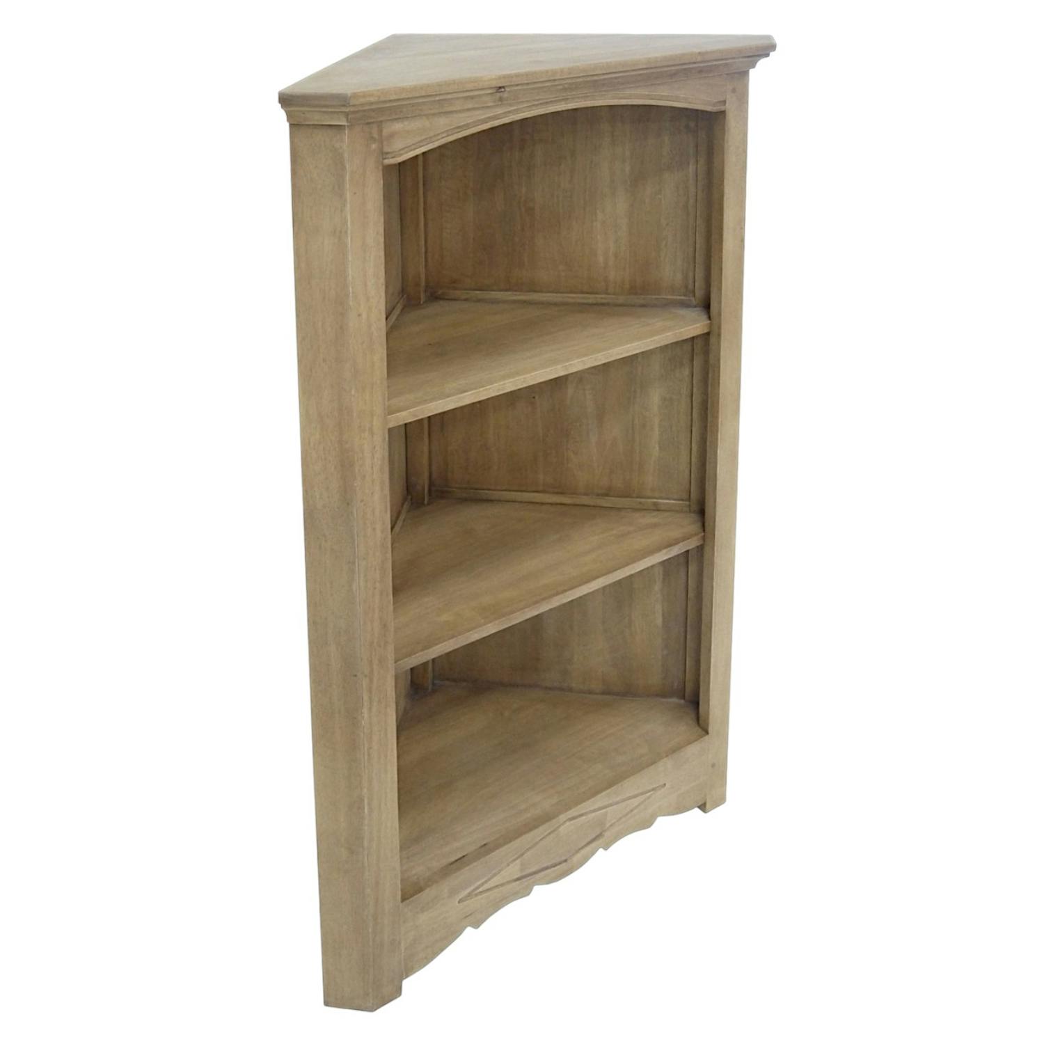 Meuble de rangement d'angle ouvert Hévéa 3 niches 78x45x124cm TRADITION