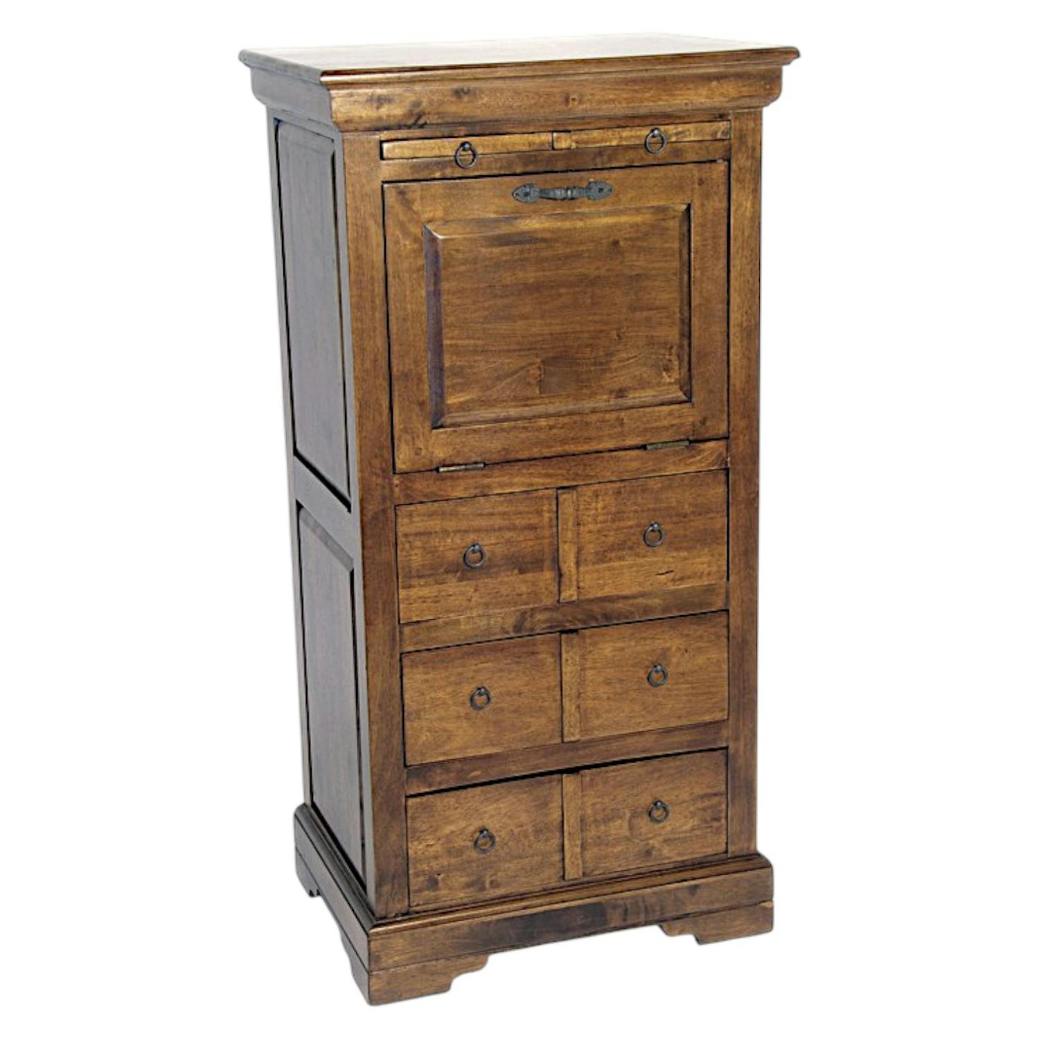Meuble de rangement Hévéa 1 porte abattante, 6 tiroirs, 1 tablette 55x40x108cm TRADITION