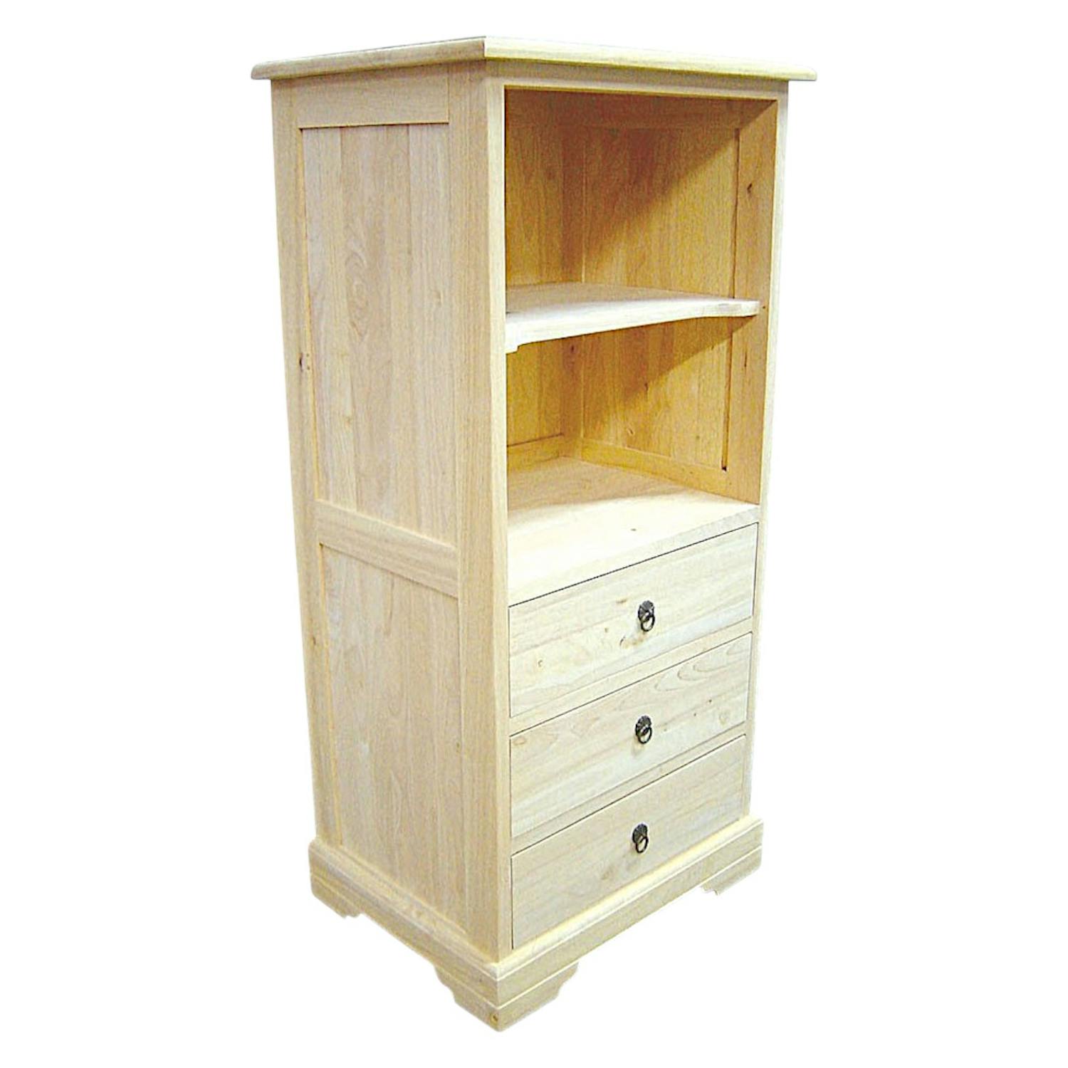 Meuble de rangement Hévéa 3 tiroirs, 2 niches 53x40x110cm TRADITION