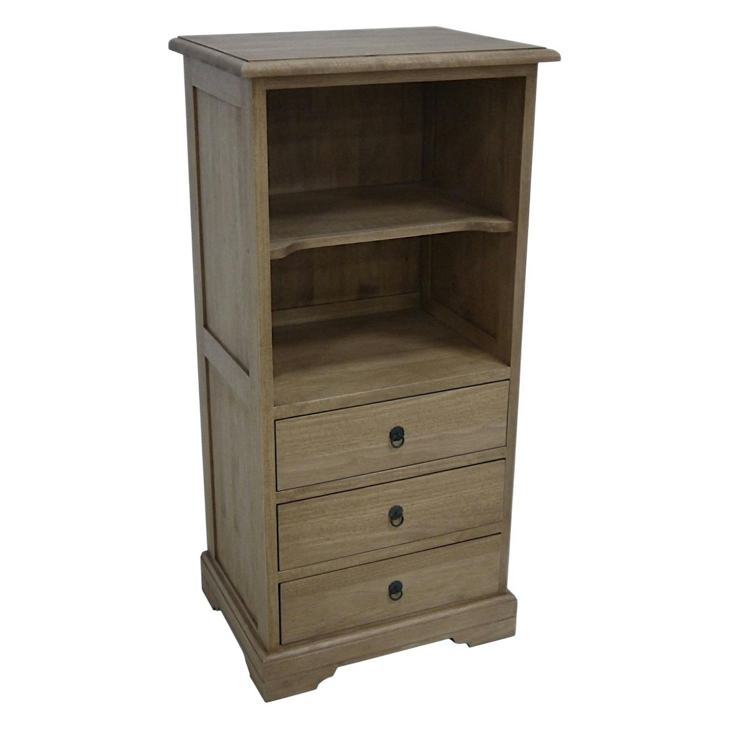 Meuble de rangement Hévéa 3 tiroirs, 2 niches 53x40x110cm TRADITION