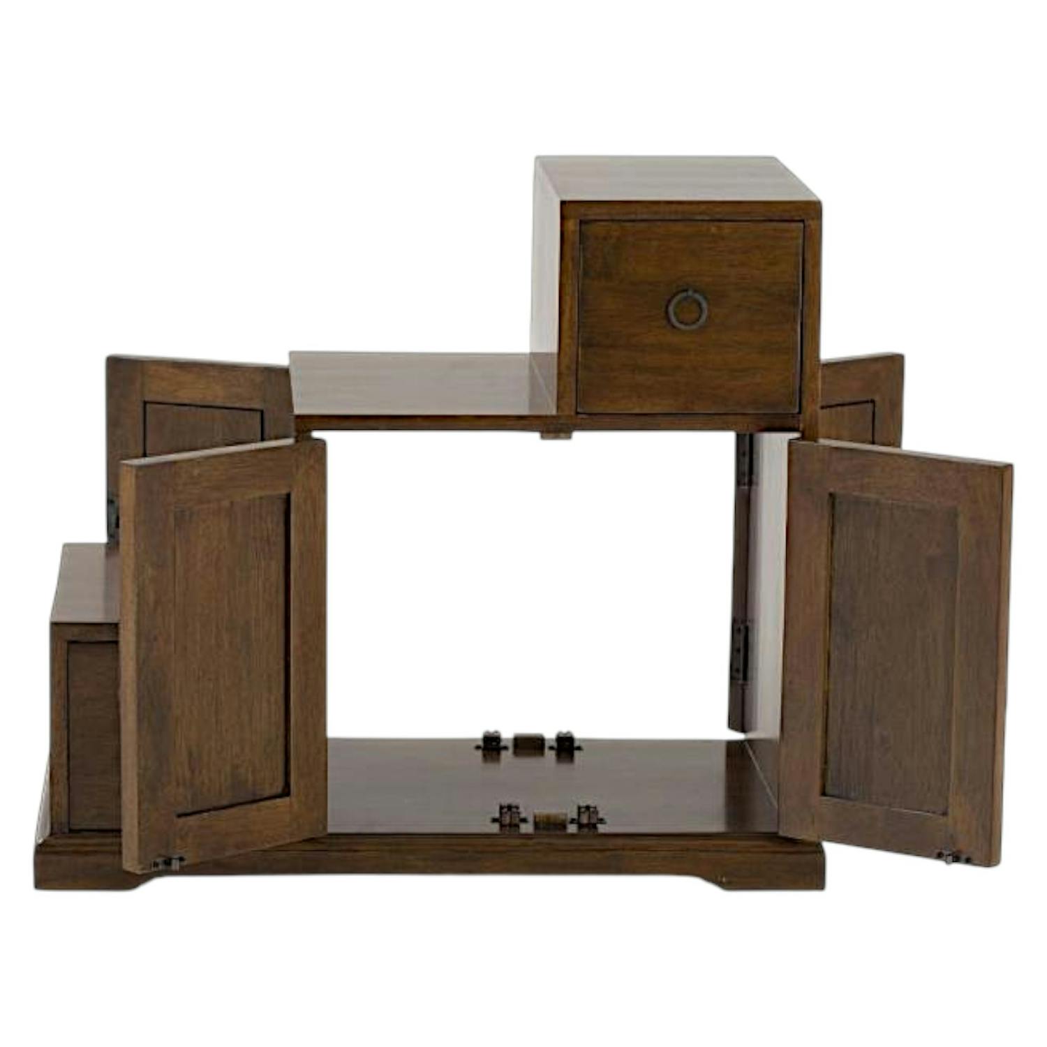 Meuble étagère escalier double face hévéa L67xP38xH60cm MAORI