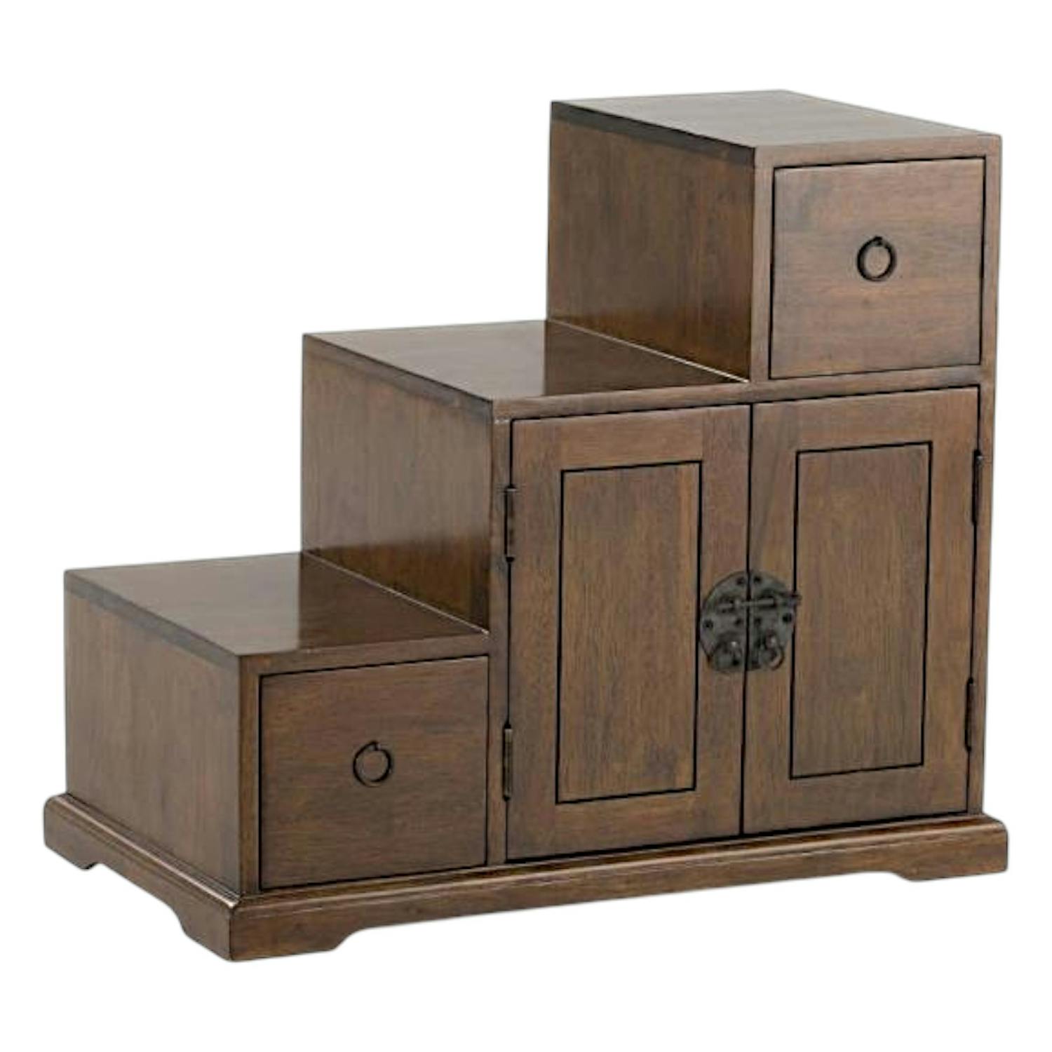 Meuble étagère escalier double face hévéa L67xP38xH60cm MAORI