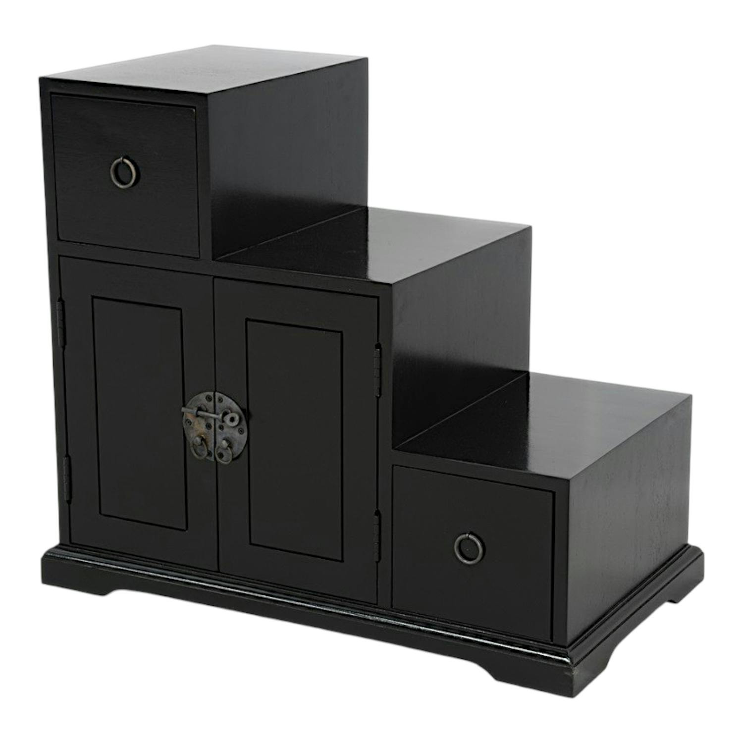 Meuble étagère escalier double face hévéa L67xP38xH60cm MAORI