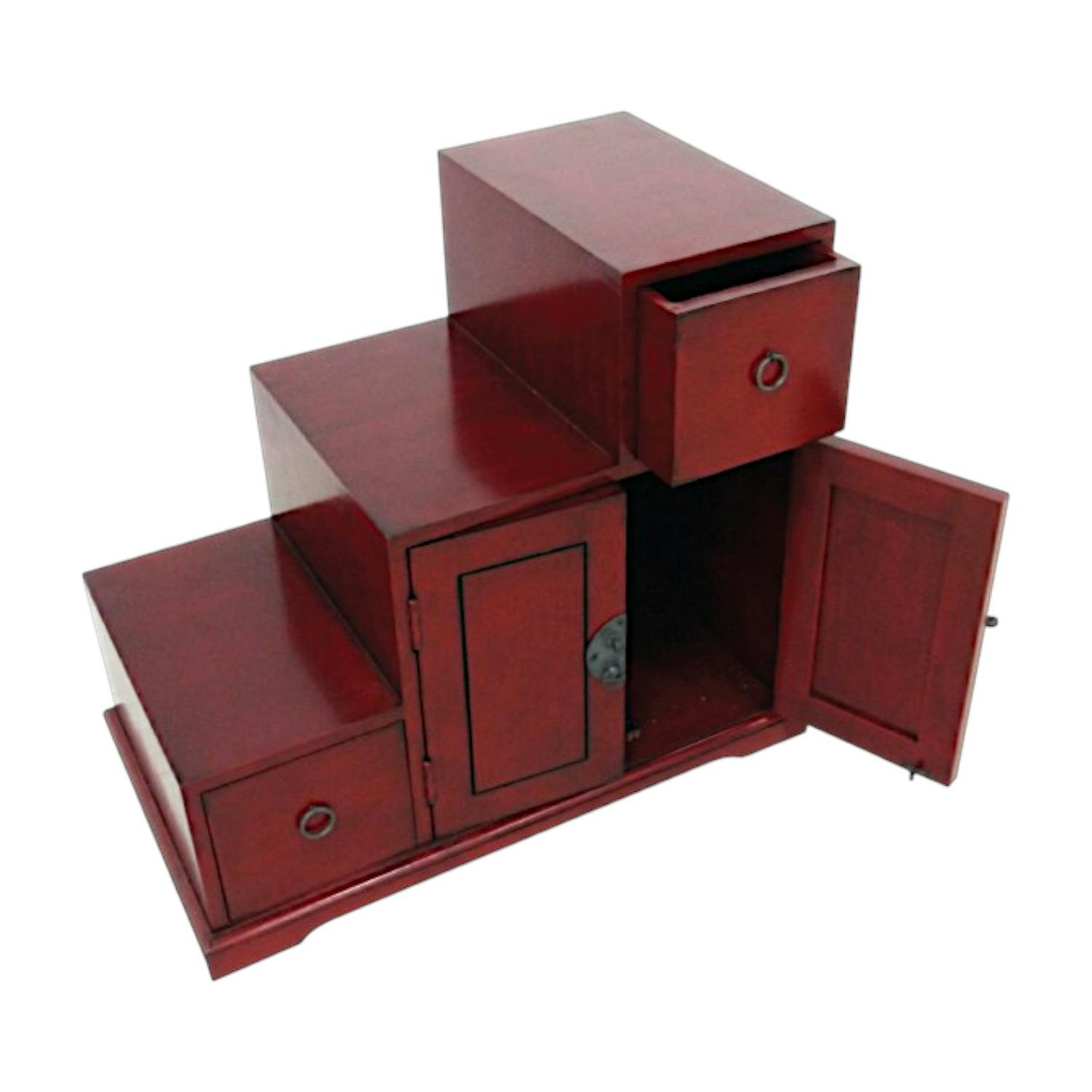Meuble étagère escalier double face hévéa L67xP38xH60cm MAORI