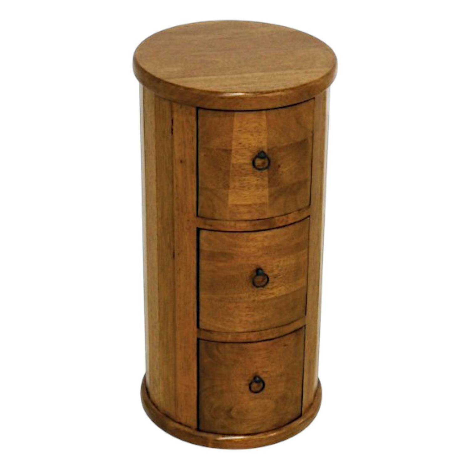 Meuble rangement cylindrique 3 tiroirs hévéa massif 56cm TRADITION