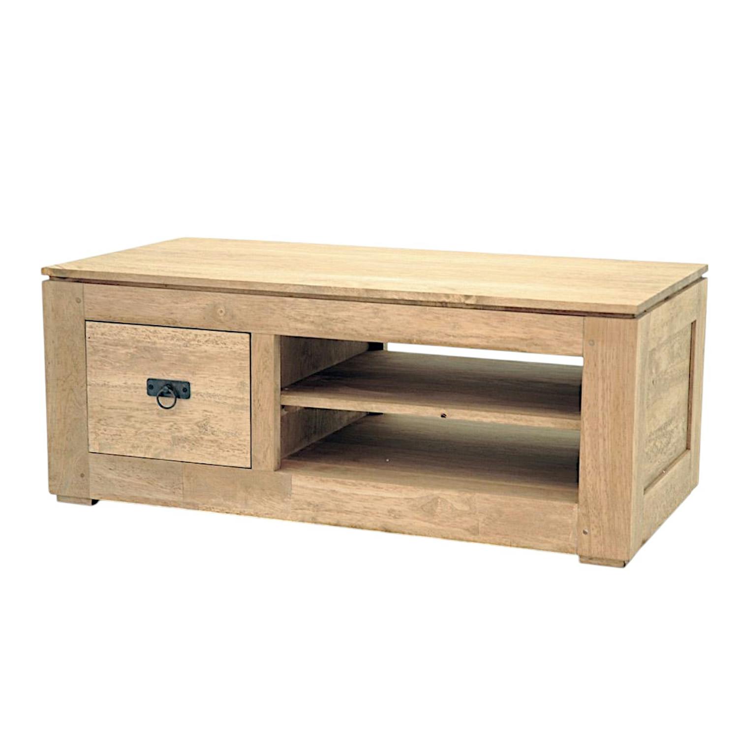Meuble TV 1 tiroir hévéa 100x50x40cm HELENA