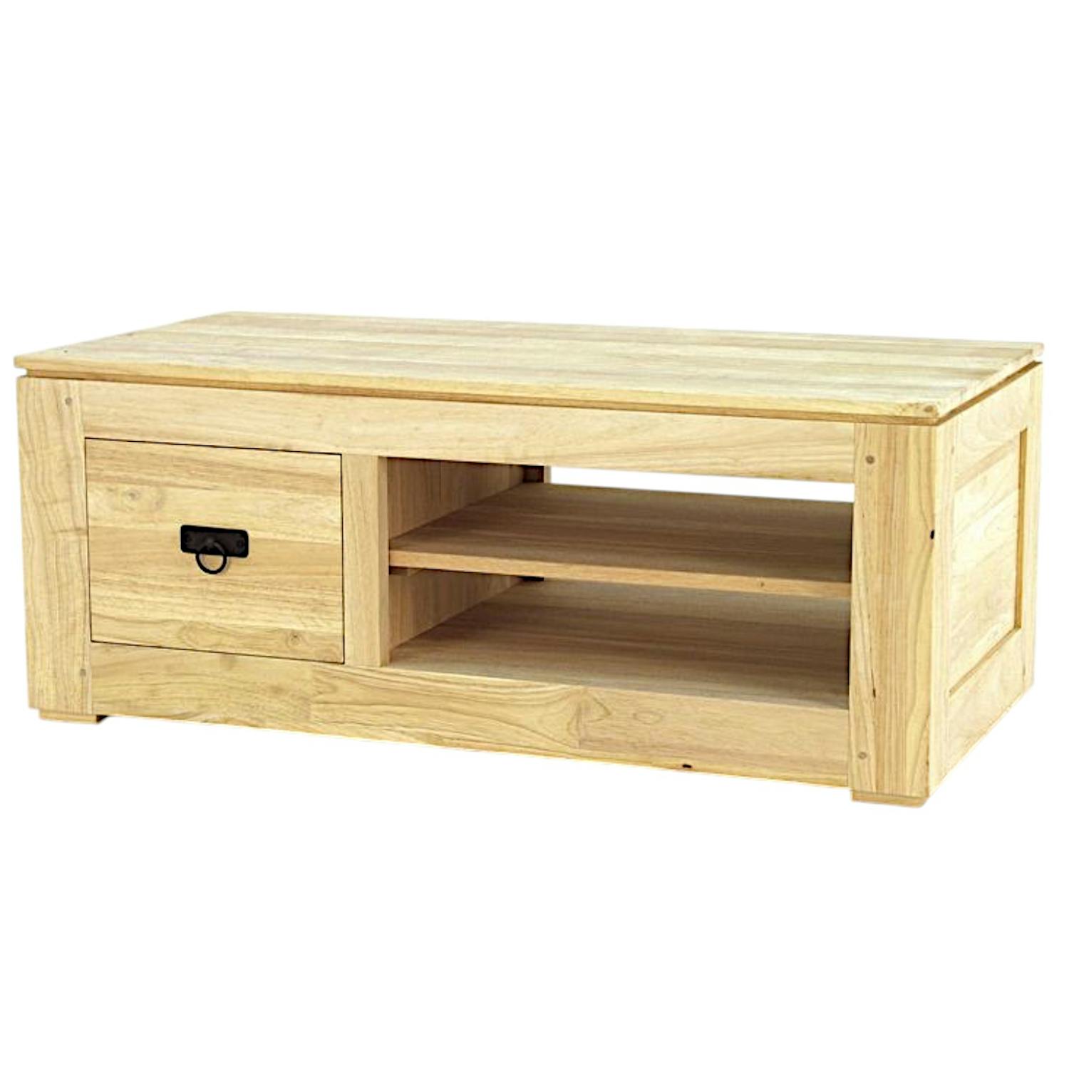 Meuble TV 1 tiroir hévéa 100x50x40cm HELENA