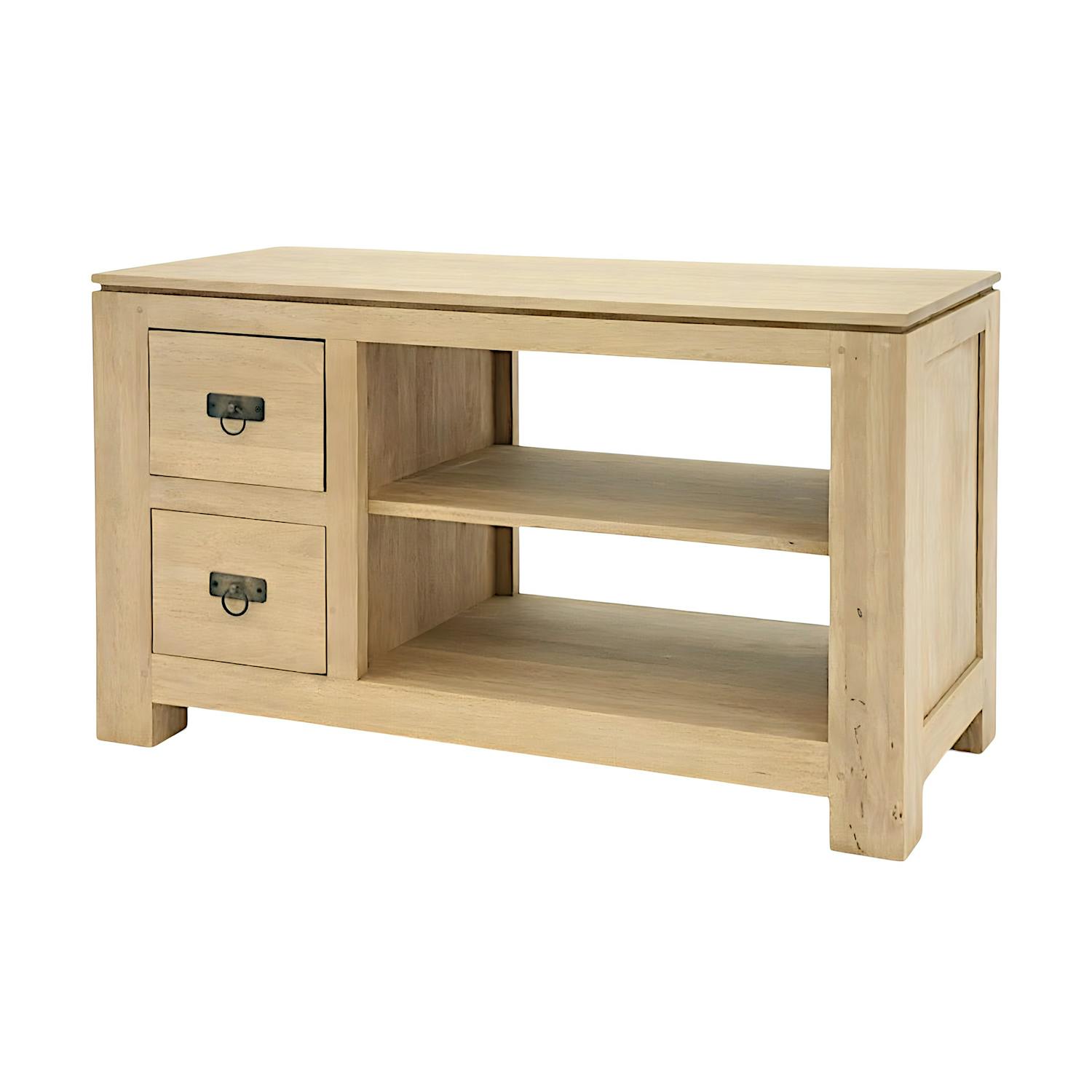 Meuble TV 2 tiroirs hévéa 100x45x58cm HELENA