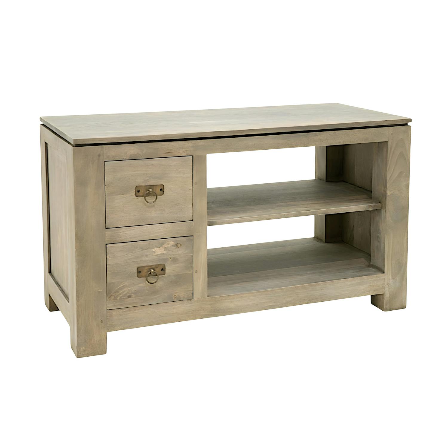 Meuble TV 2 tiroirs hévéa 100x45x58cm HELENA