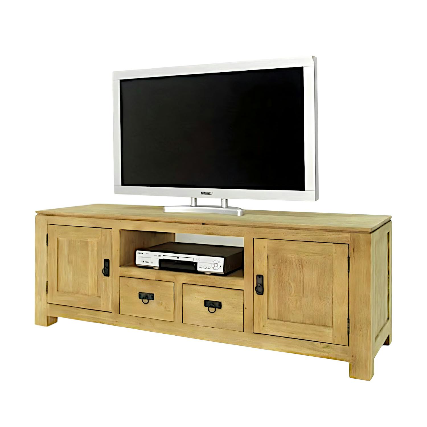 Meuble TV 4 portes hévéa 160cm HELENA