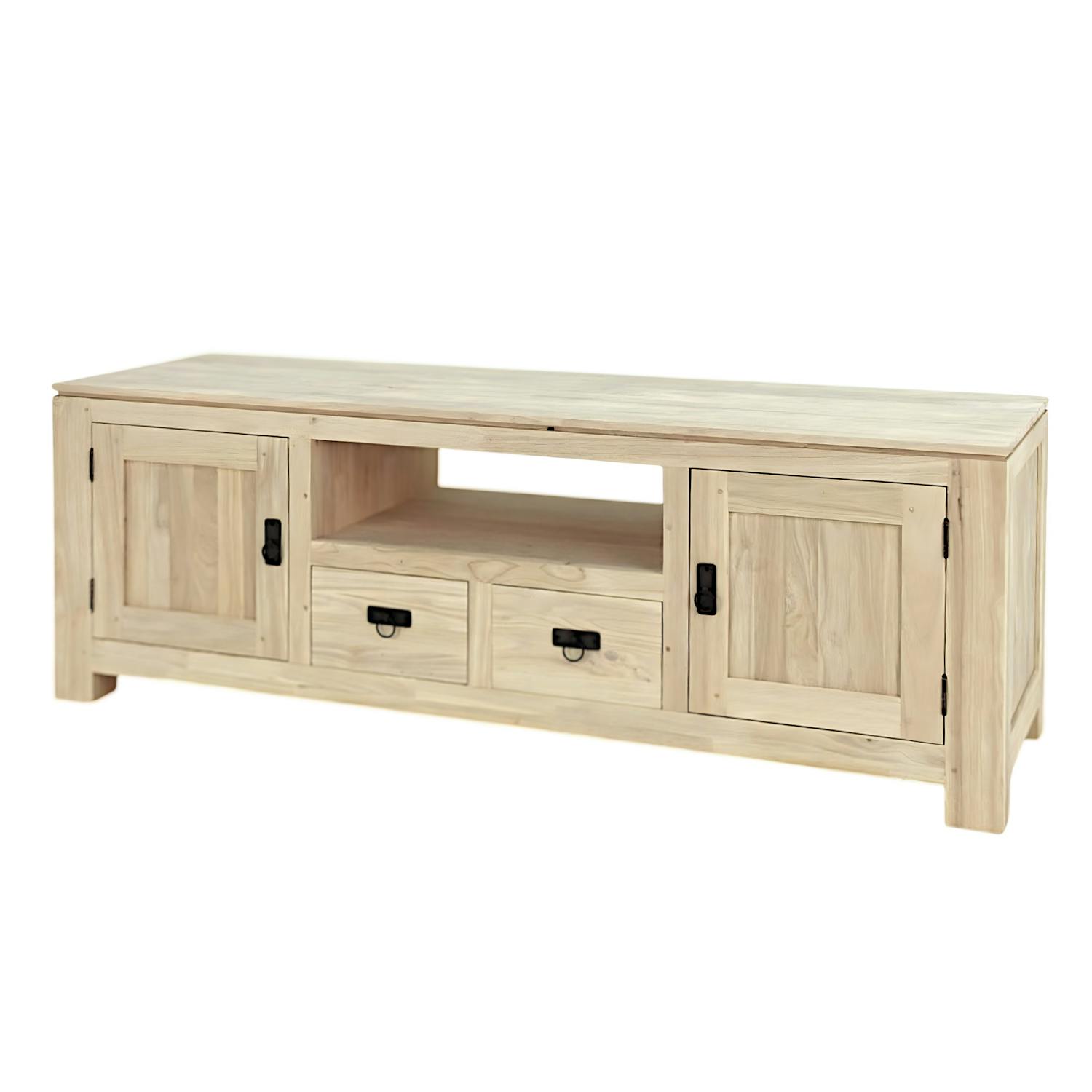 Meuble TV 4 portes hévéa 160cm HELENA
