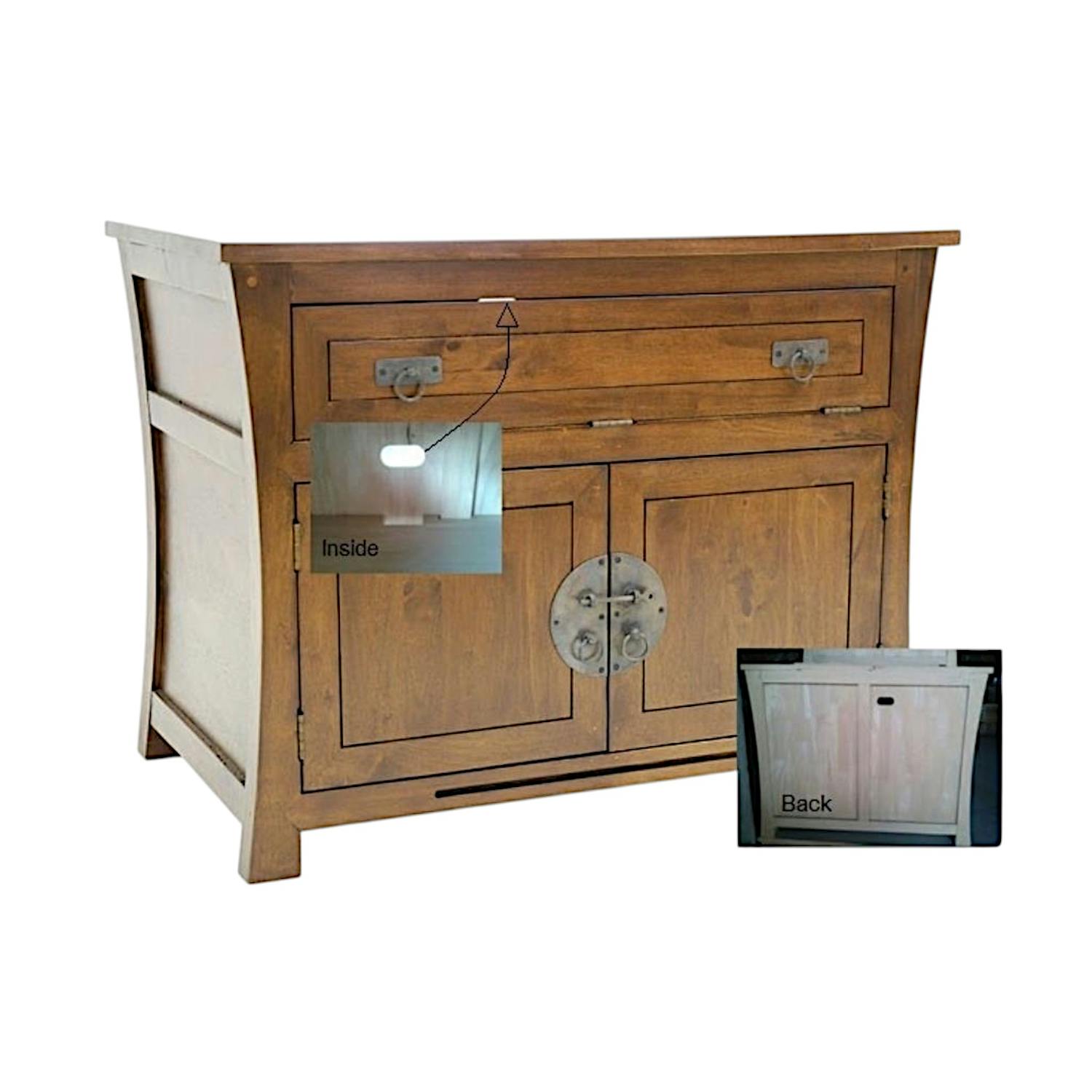 Meuble tv asiatique chinois hévéa 93cm MAORI