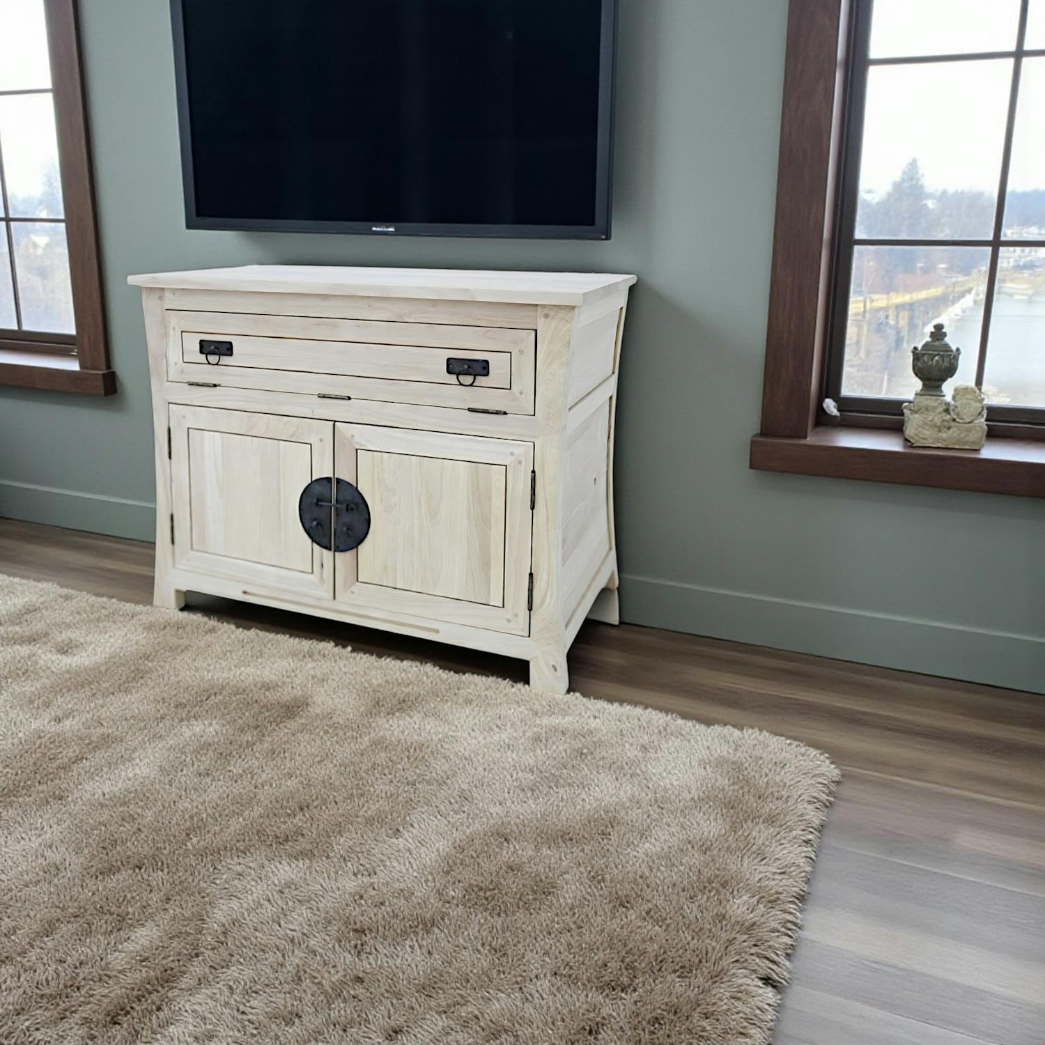 Meuble TV en Bois Massif - Style asiatique