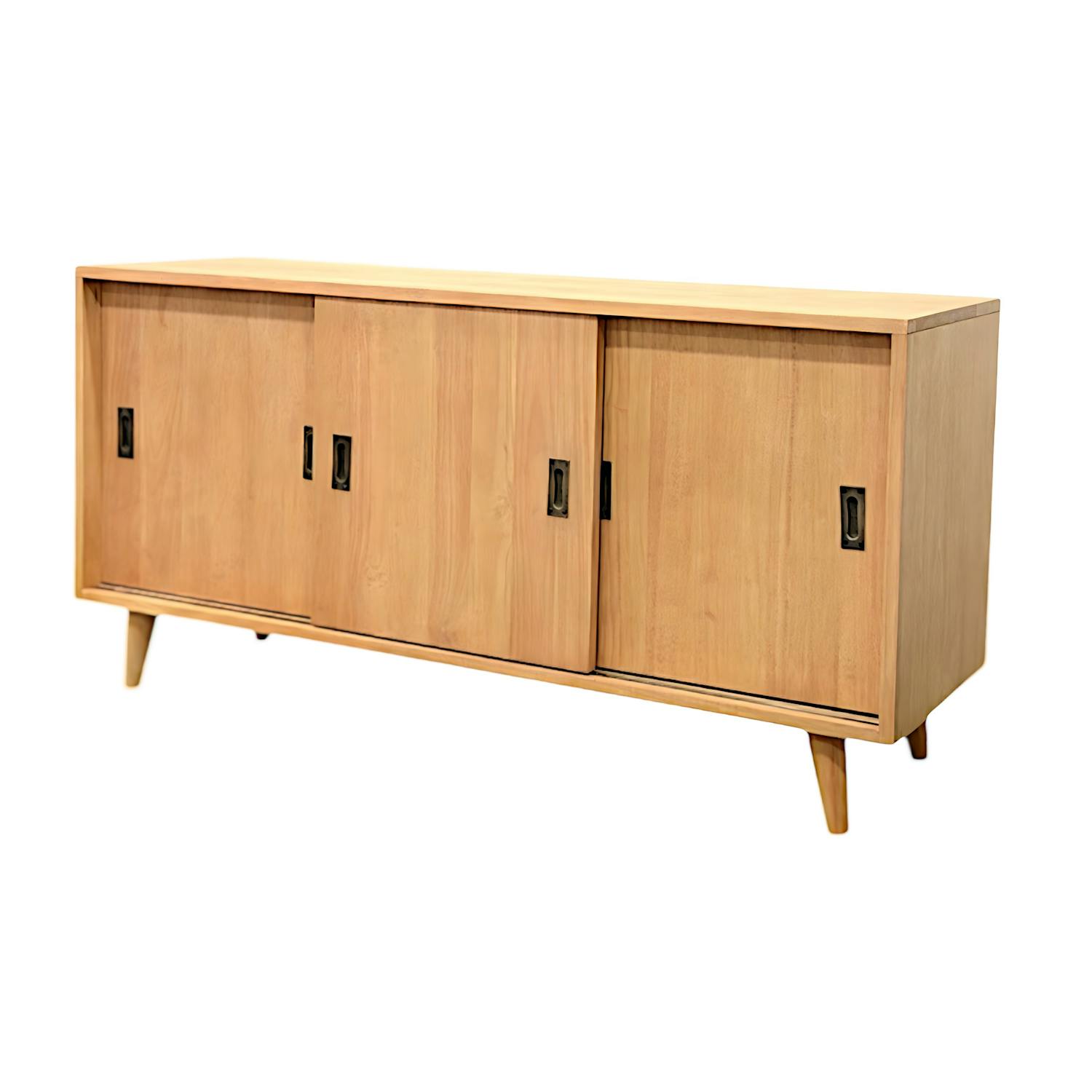 Meuble TV / Buffet Hévéa 3 portes coulissantes 140x45x74cm SIXTIES