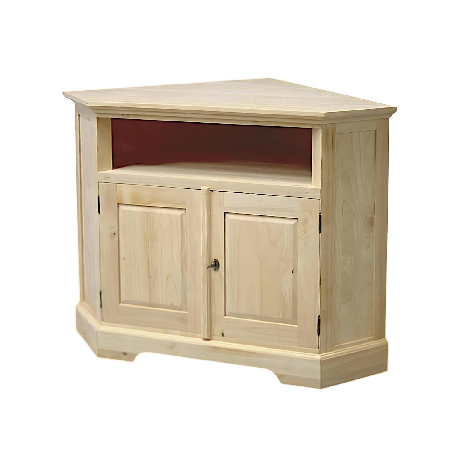 Meuble TV d'angle 2 portes hévéa 105cm TRADITION