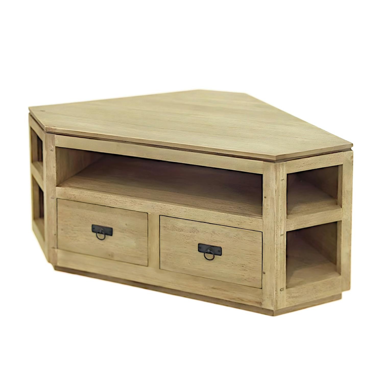 Meuble TV d'angle hévéa 120cm HELENA