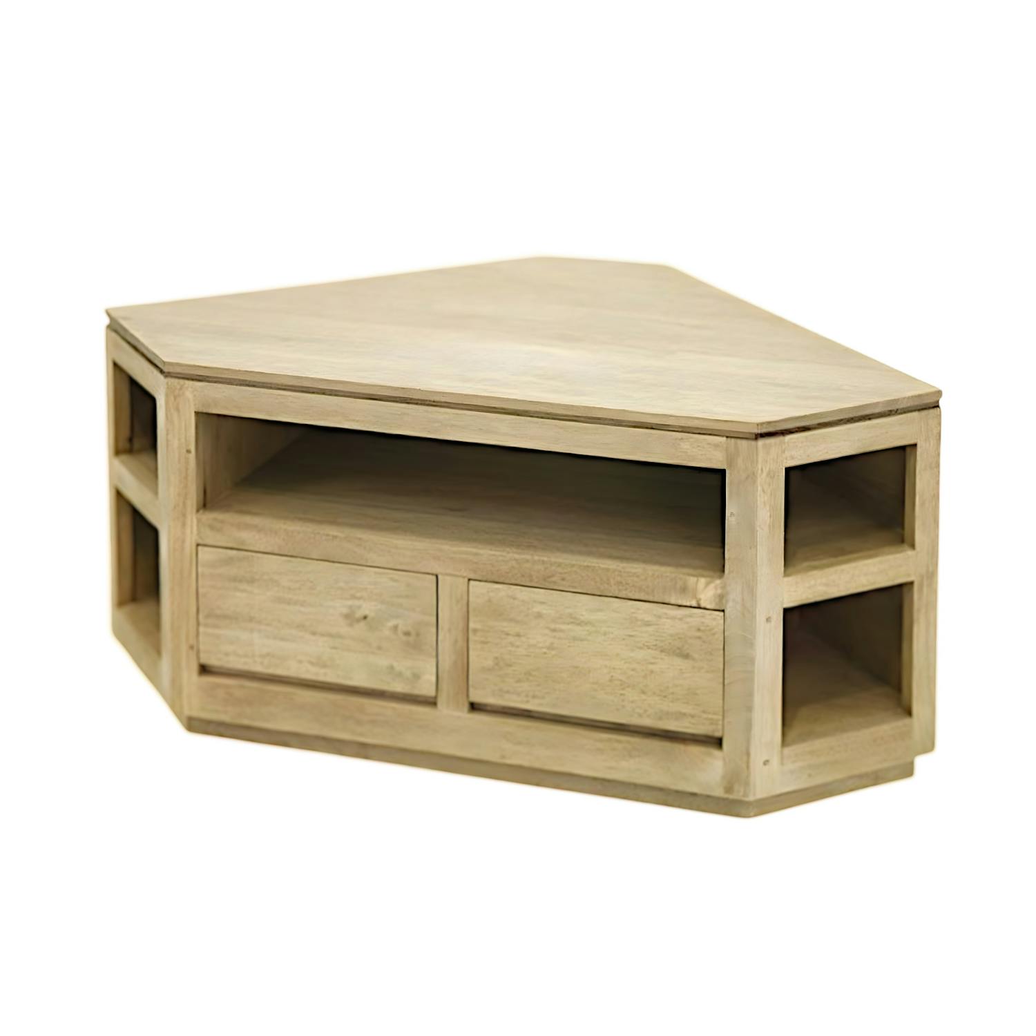 Meuble TV d'angle hévéa 120CM OLGA