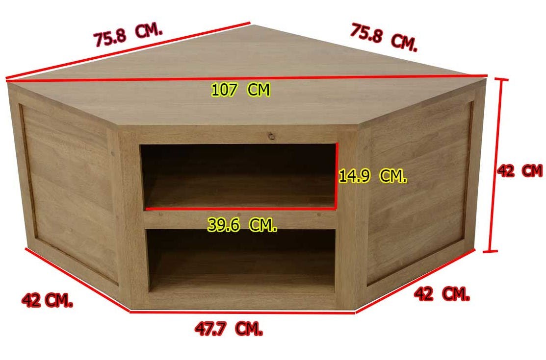 Meuble TV d'angle hévéa 76CM OLGA