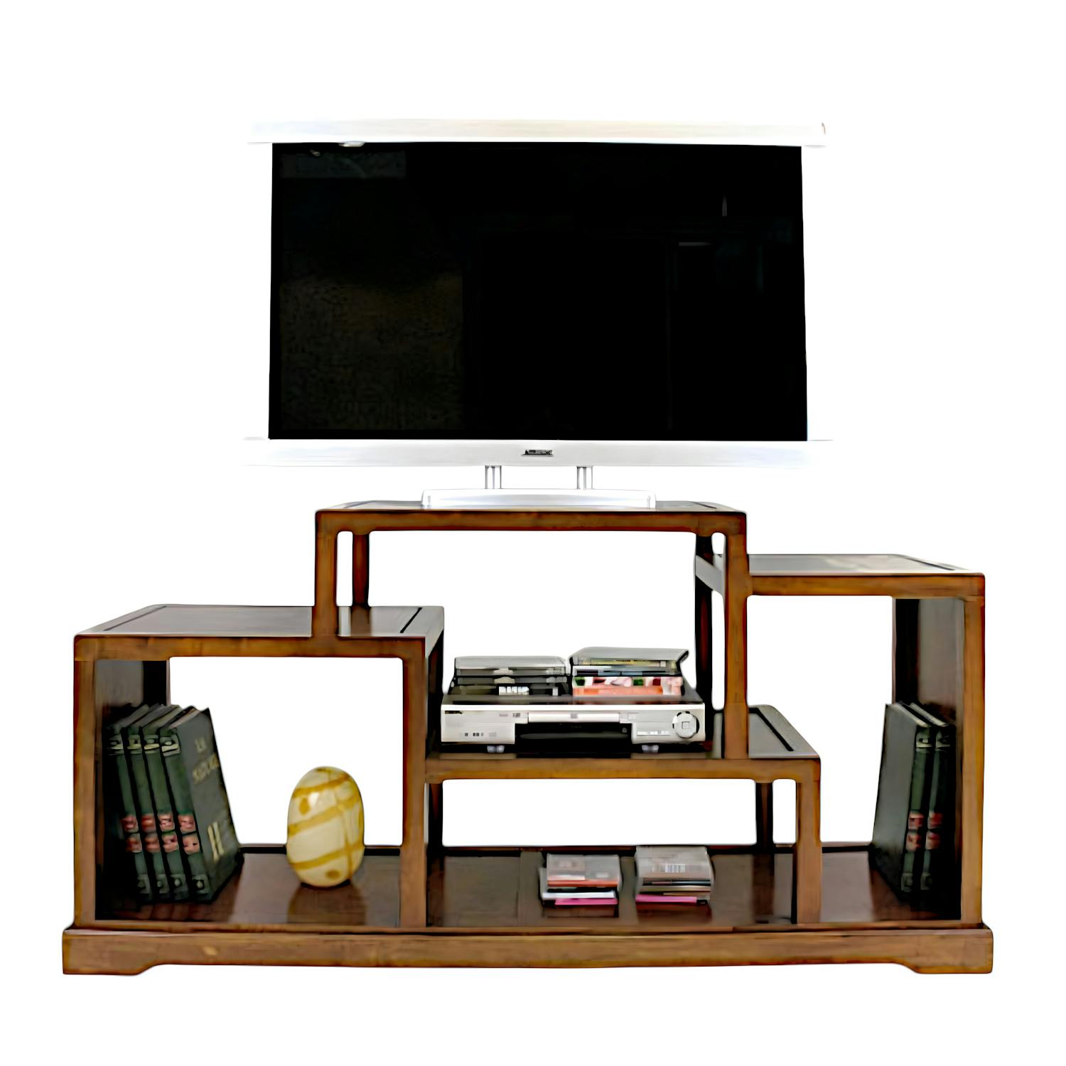 Meuble TV destructuré Hévéa double faces, 4 niches 150x45x75cm MAORI