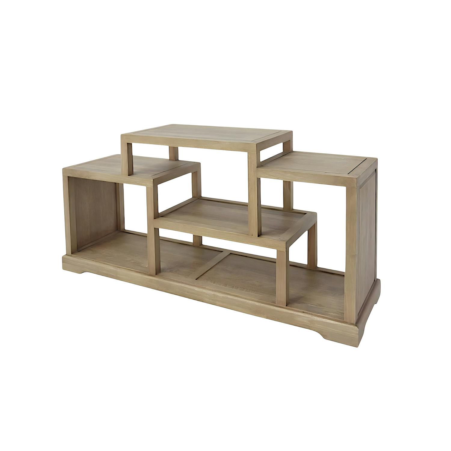 Meuble TV destructuré Hévéa double faces, 4 niches 150x45x75cm MAORI