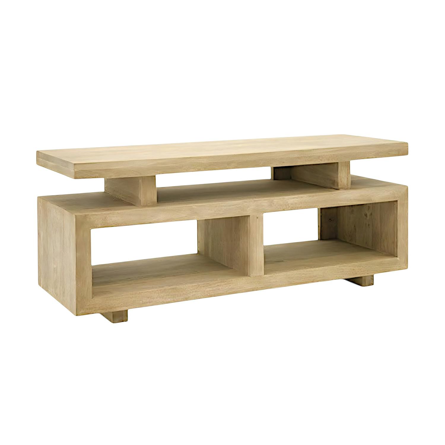 Meuble TV hévéa 2 niches 120cm HELENA