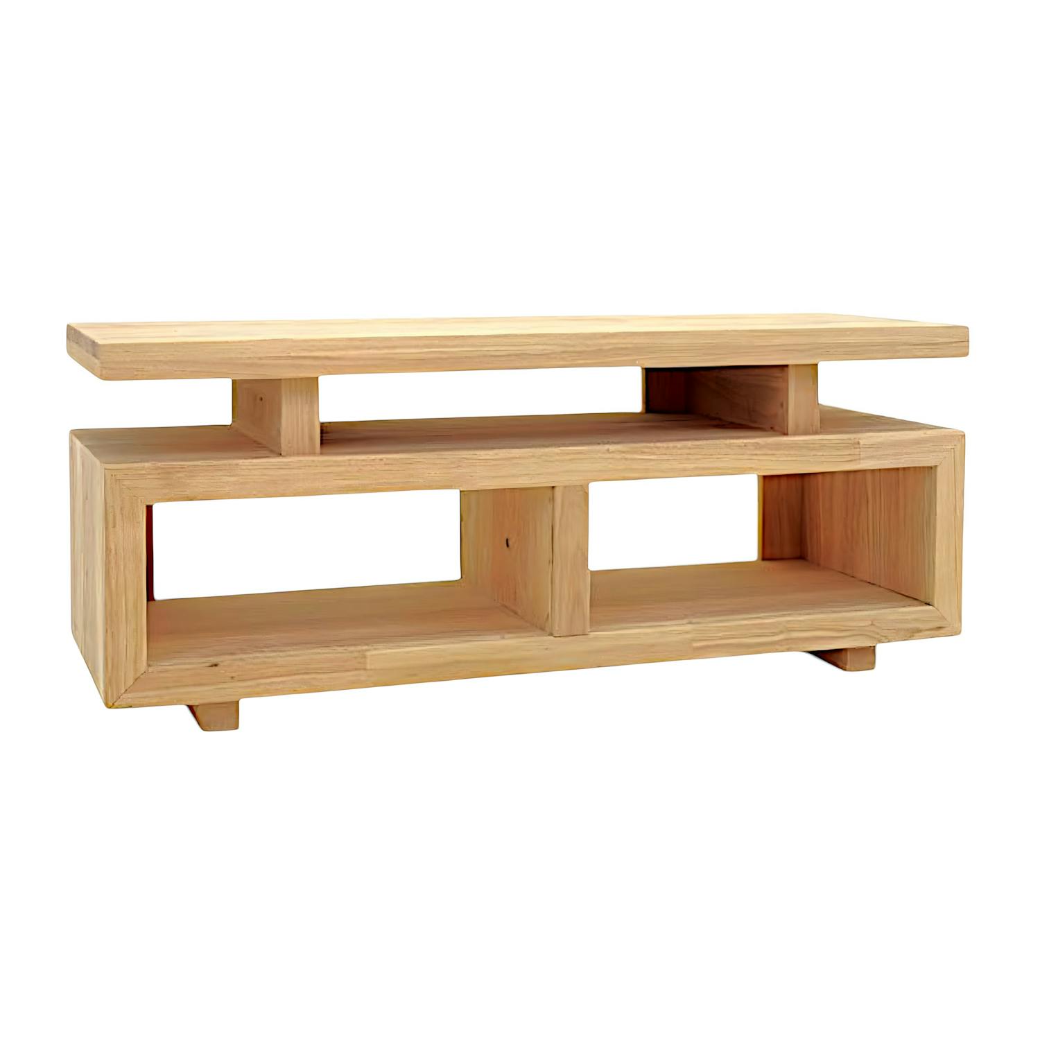 Meuble TV hévéa 2 niches 120cm HELENA