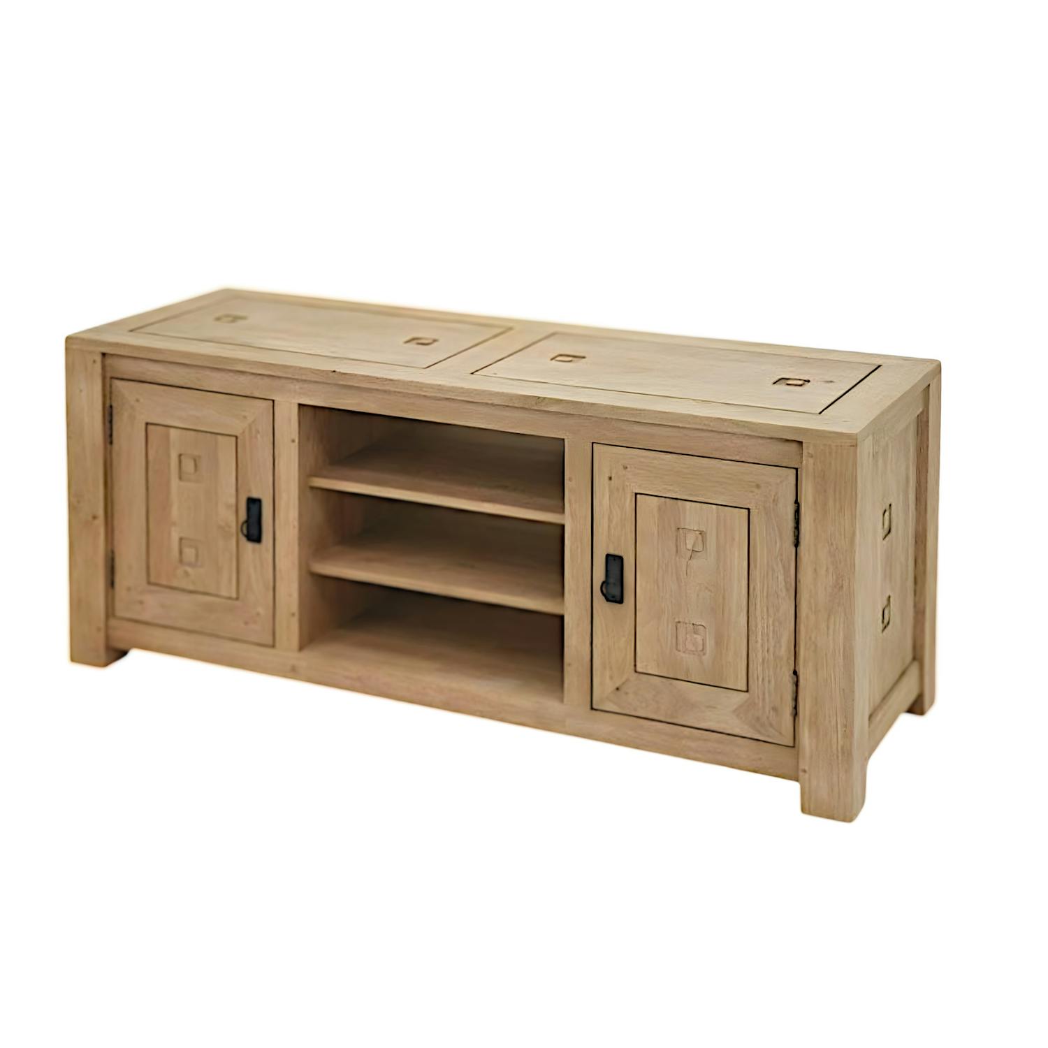 Meuble TV hévéa 2 portes 140cm TESSA
