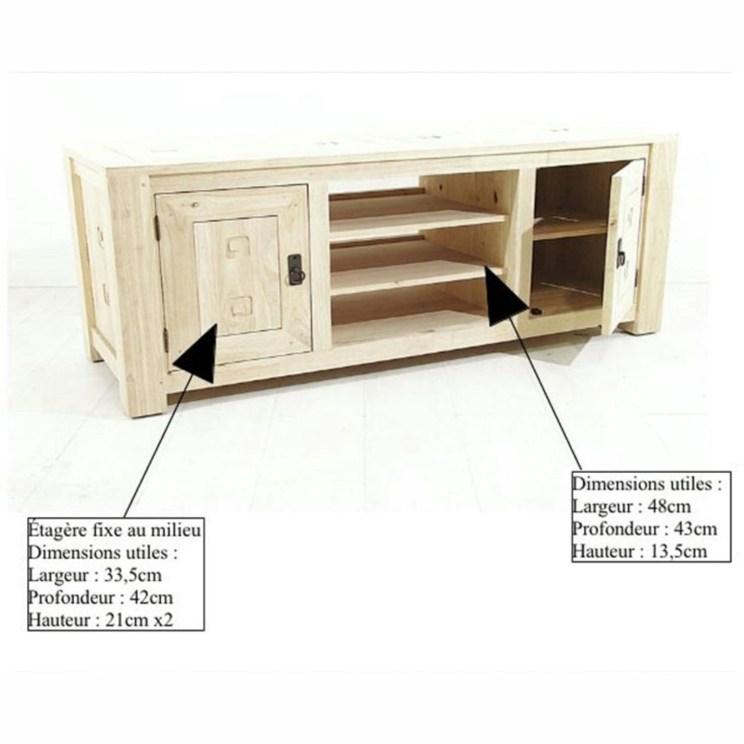Meuble TV hévéa 2 portes 140cm TESSA