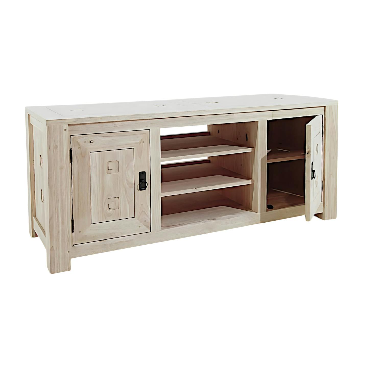 Meuble TV hévéa 2 portes 140cm TESSA
