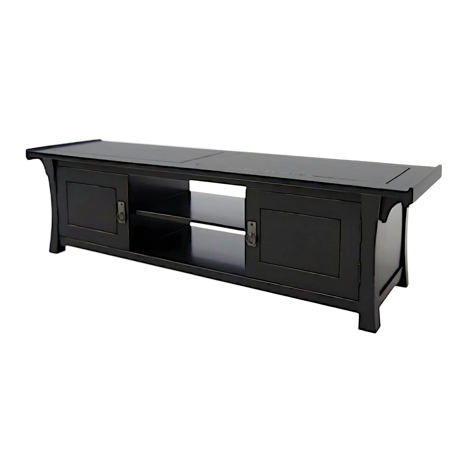 Meuble TV Hévéa 2 portes, 2 niches 150x41,5x43cm MAORI