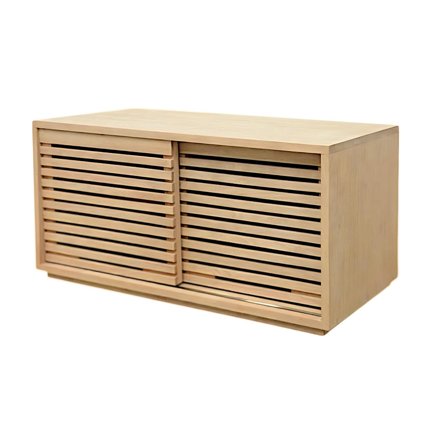 Meuble TV Hévéa 2 portes coulissantes Persiennes 90x45x45cm NEW ORLEANS