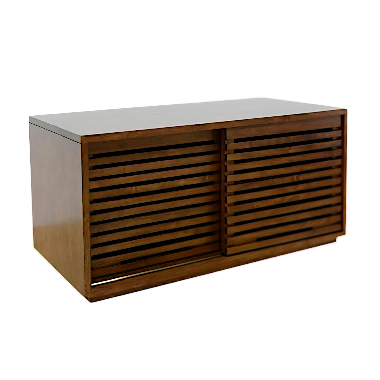 Meuble TV Hévéa 2 portes coulissantes Persiennes 90x45x45cm NEW ORLEANS