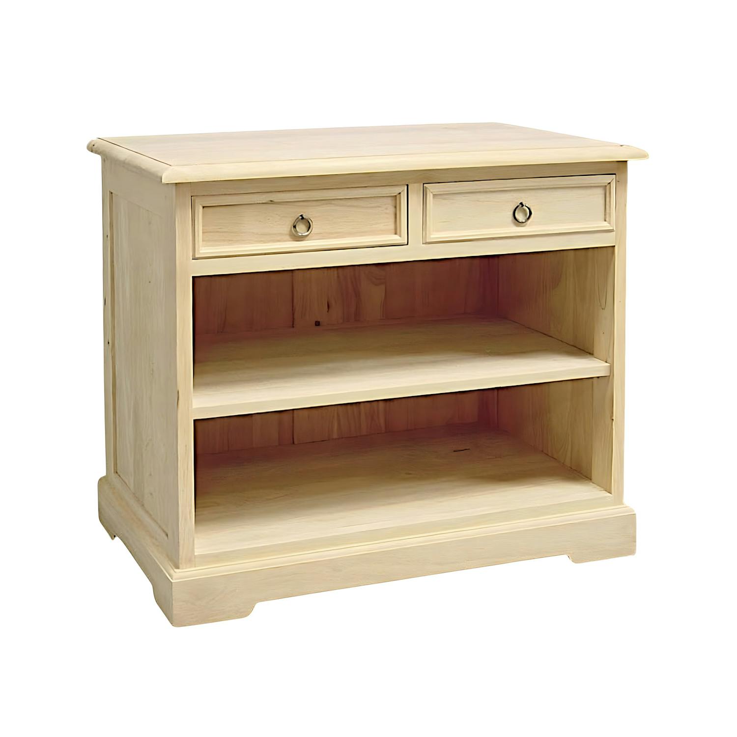 Meuble TV Hévéa 2 tiroirs, 2 niches 76x47x64cm TRADITION