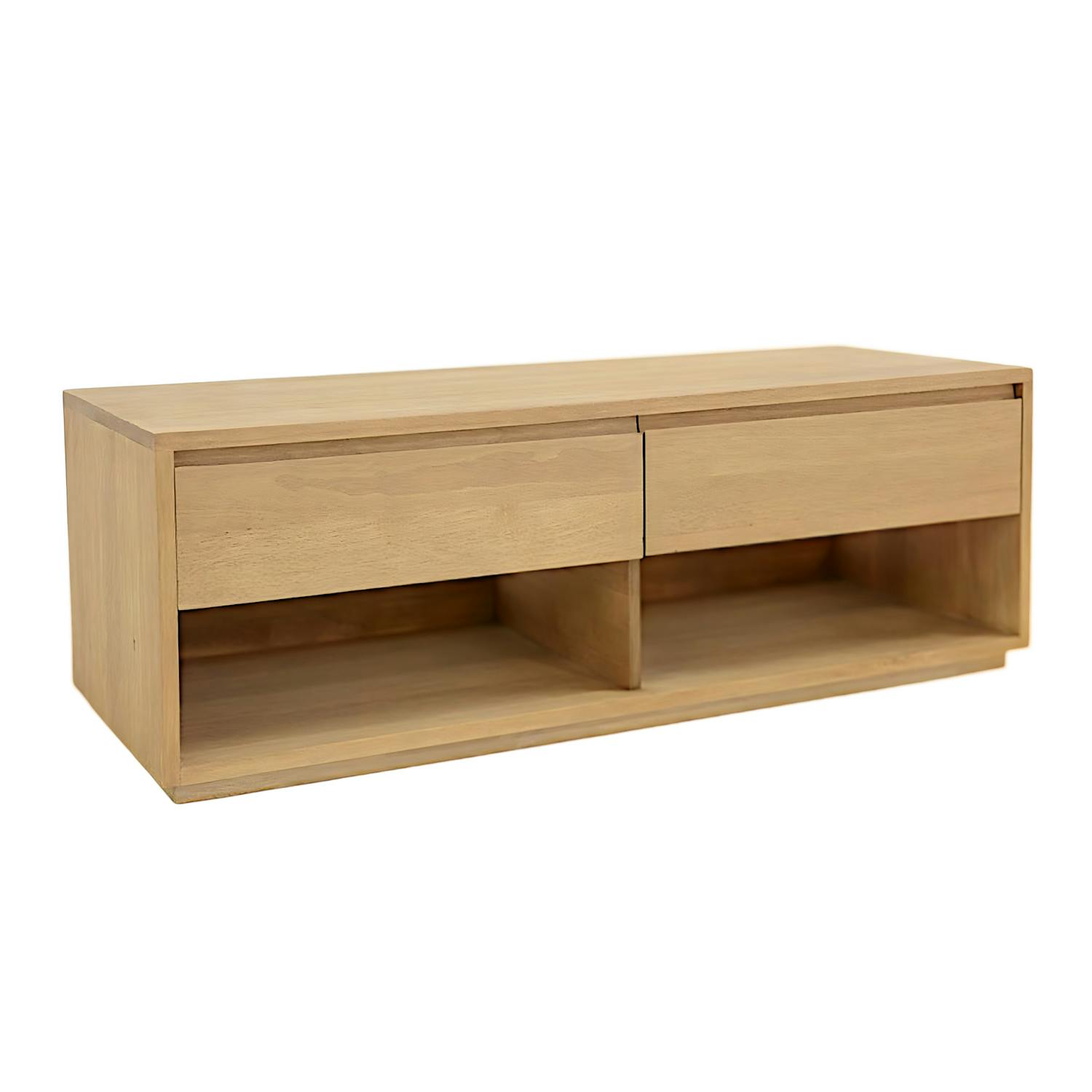 Meuble TV Hévéa 2 tiroirs, 2 niches basses 120x45x45cm BALTIC