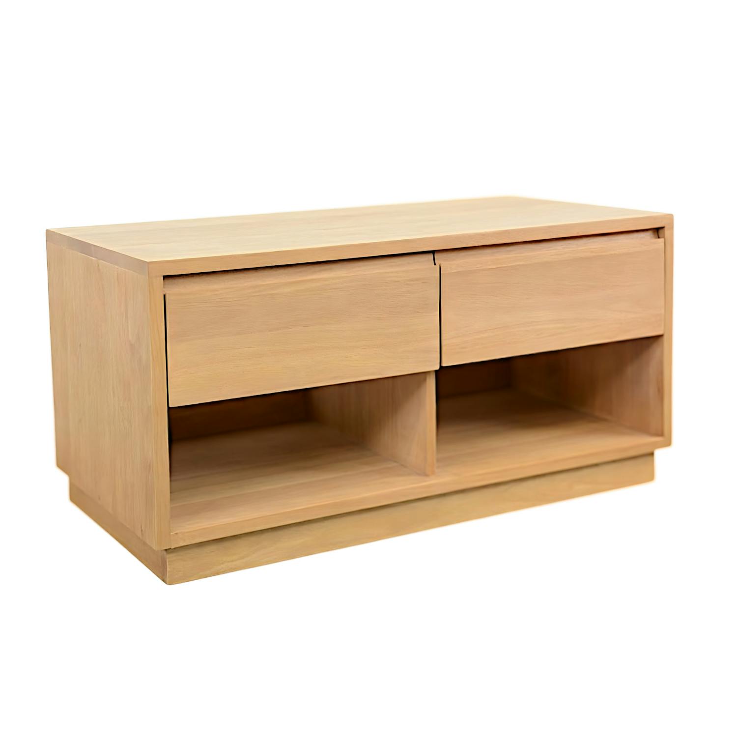 Meuble TV Hévéa 2 tiroirs, 2 niches basses 90x45x45cm BALTIC