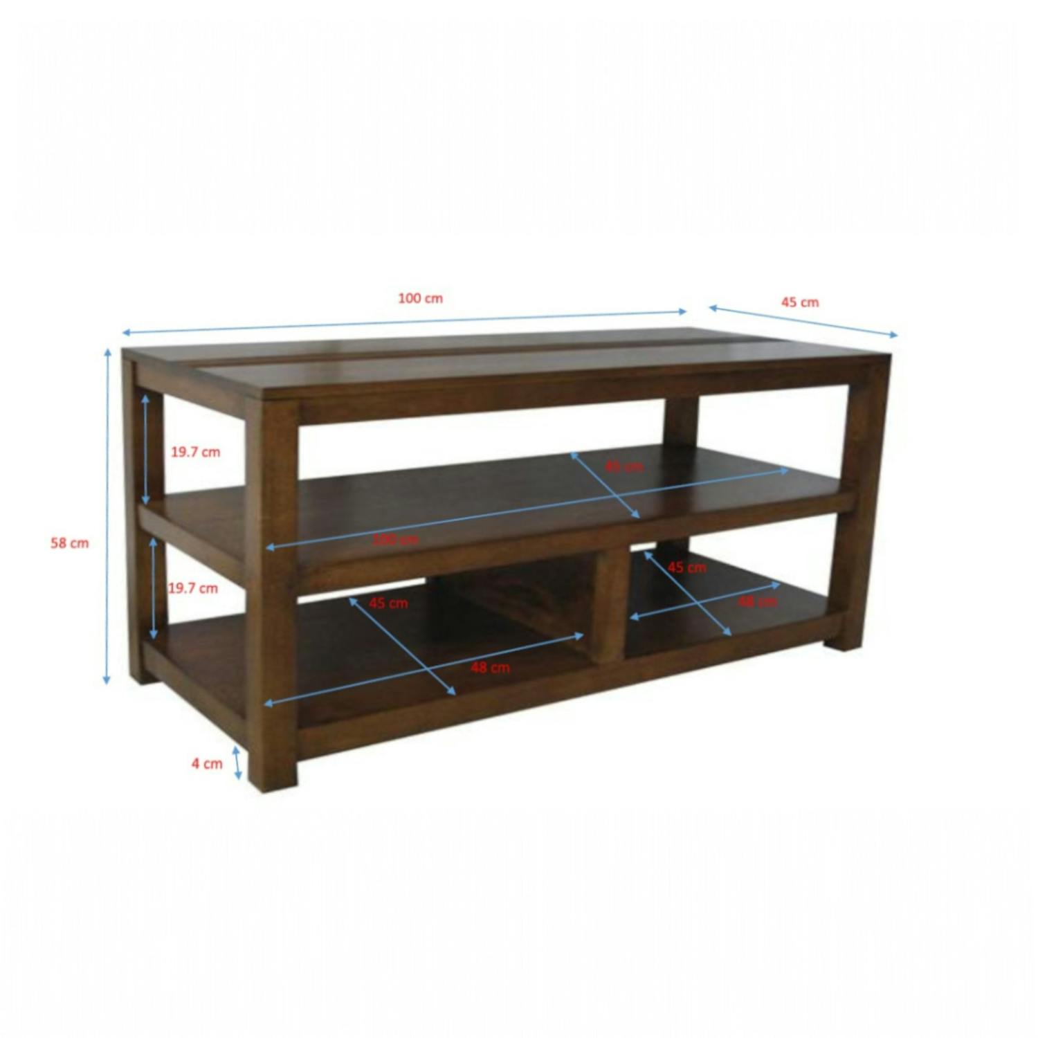 Meuble TV Hévéa 3 niches 100x45x58cm GALA