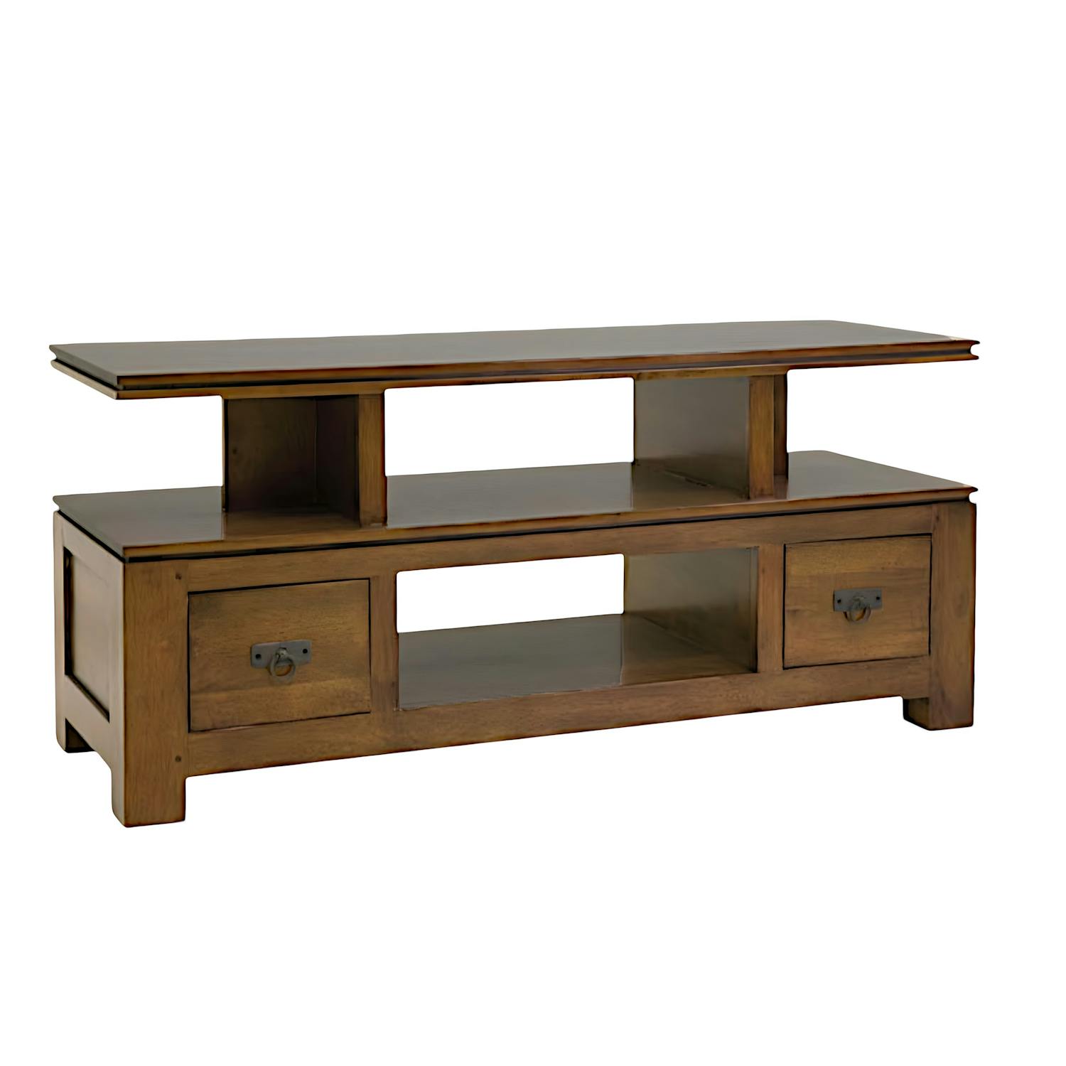 Meuble TV hévéa 4 niches 125x45x58cm HELENA