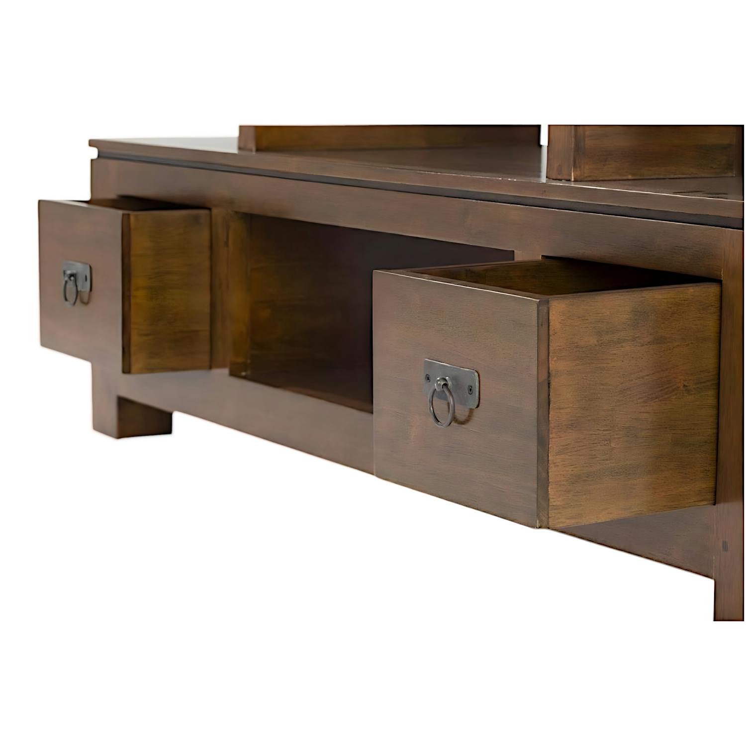 Meuble TV hévéa 4 niches 125x45x58cm HELENA