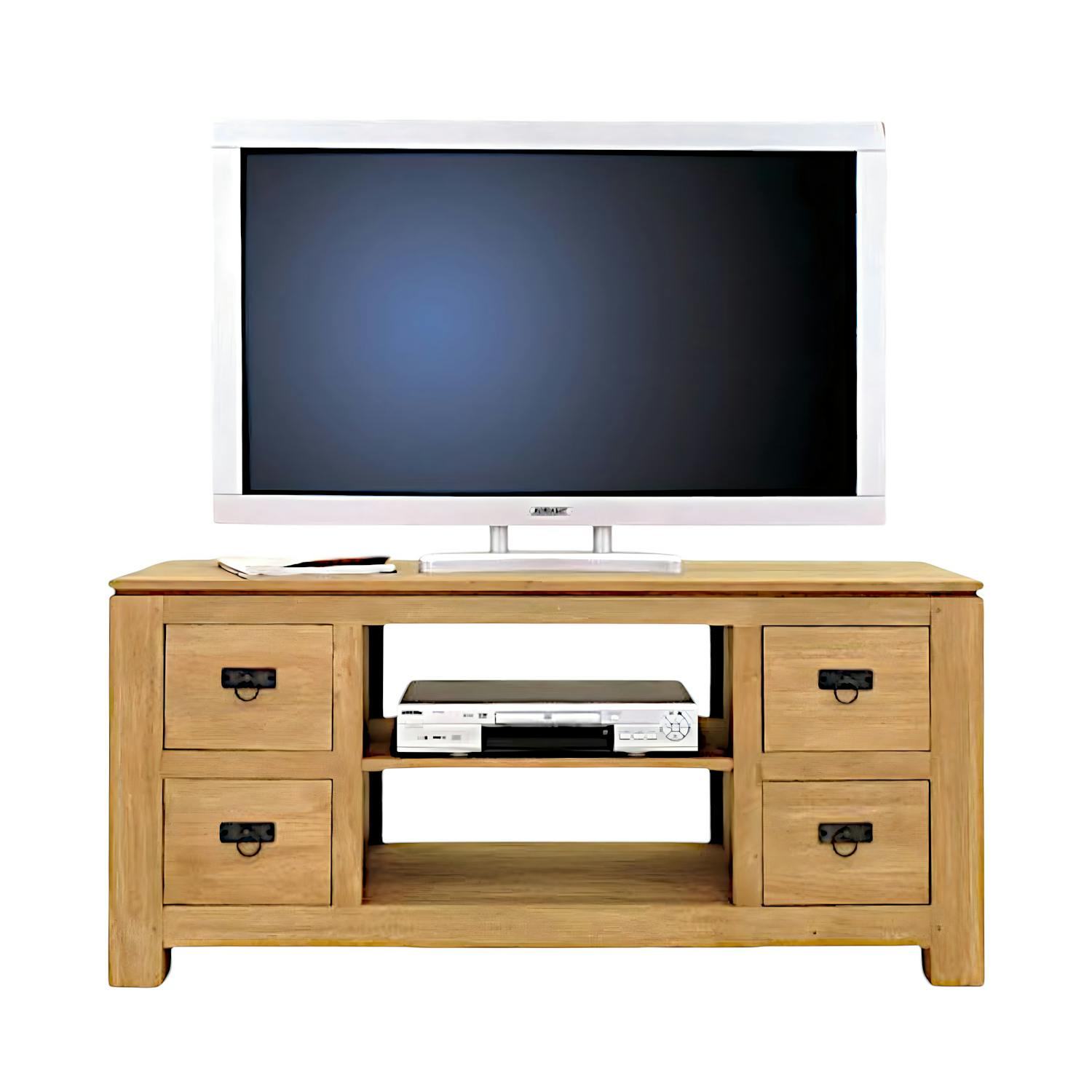 Meuble TV hévéa 4 tiroirs 125x45x58cm HELENA