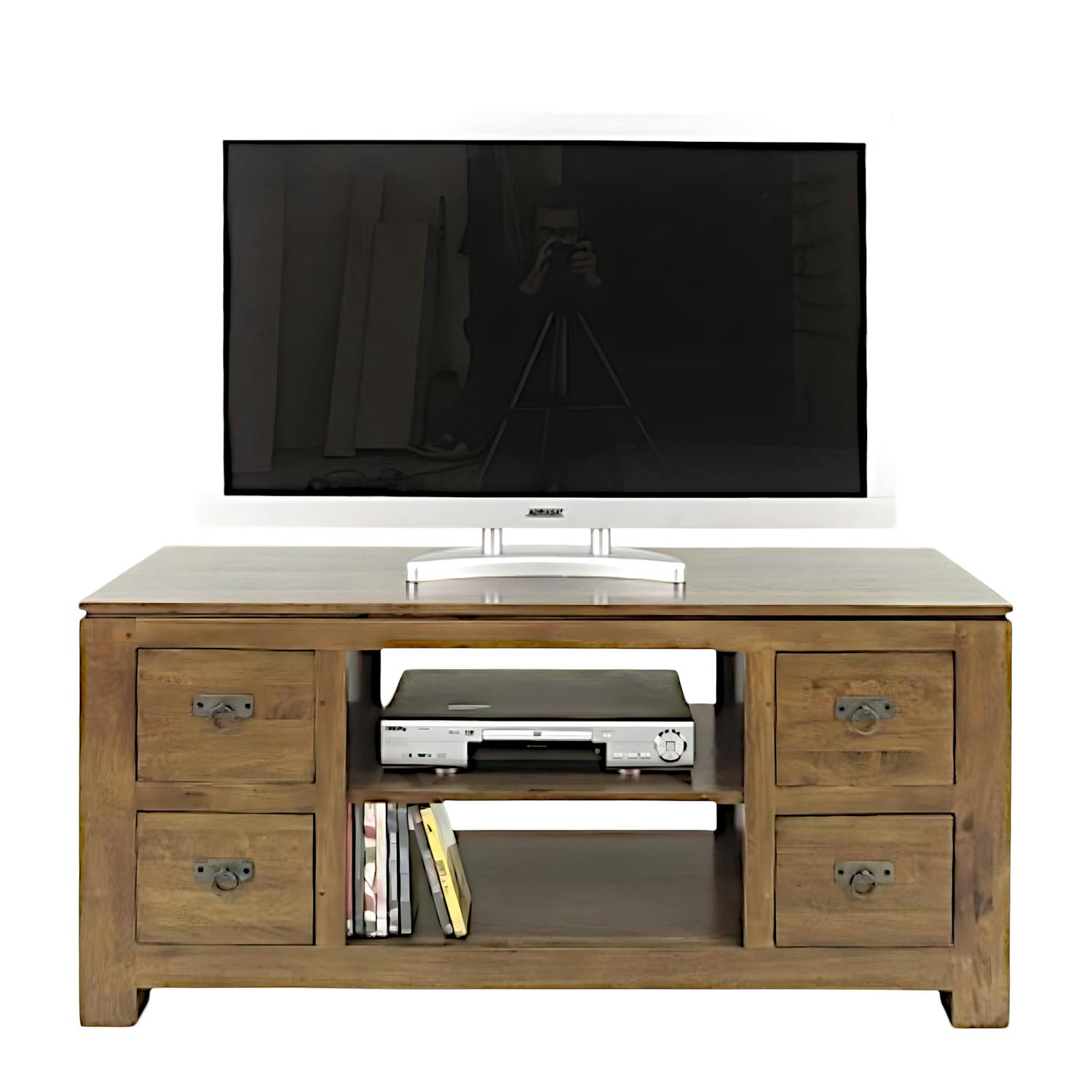 Meuble TV hévéa 4 tiroirs 125x45x58cm HELENA