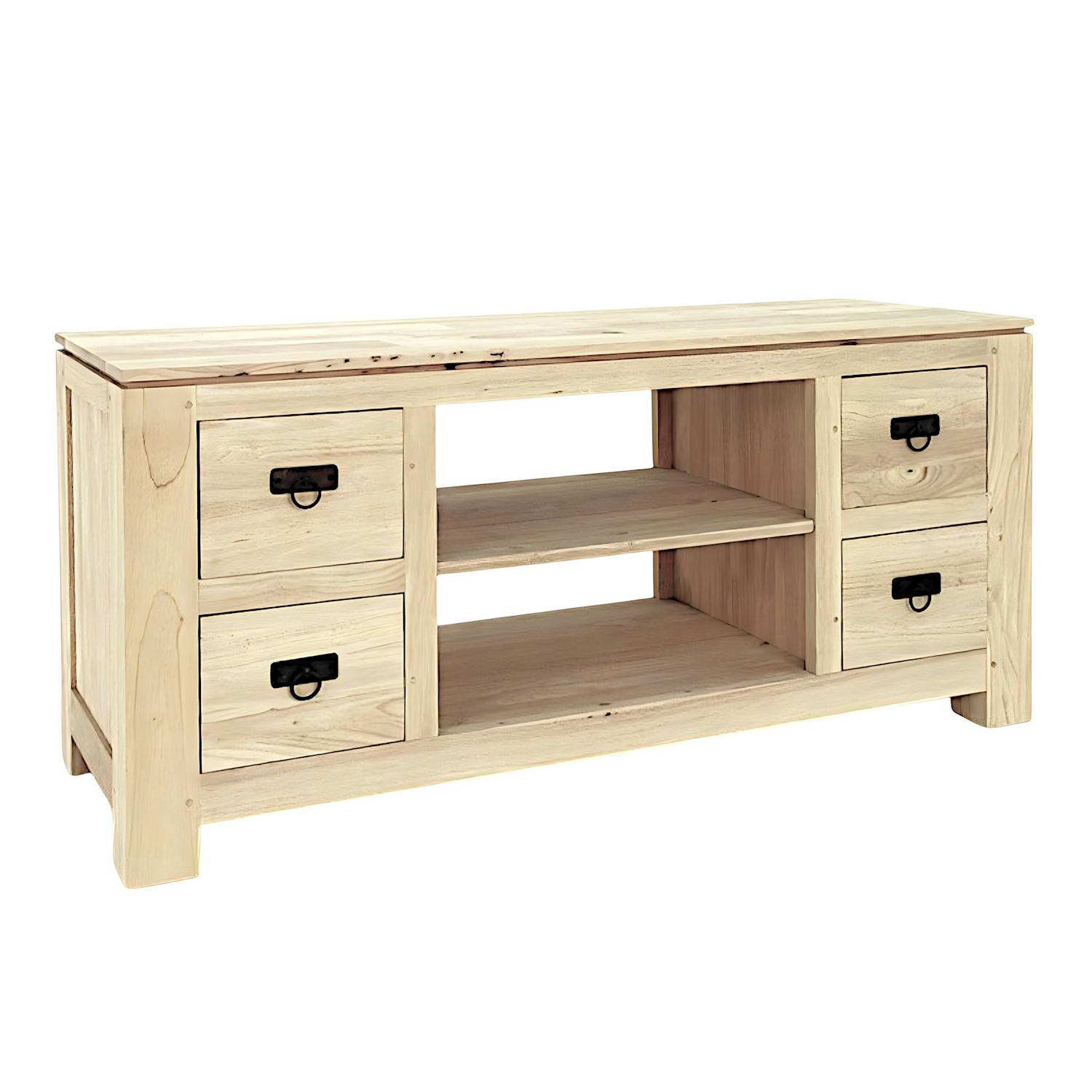 Meuble TV hévéa 4 tiroirs 125x45x58cm HELENA