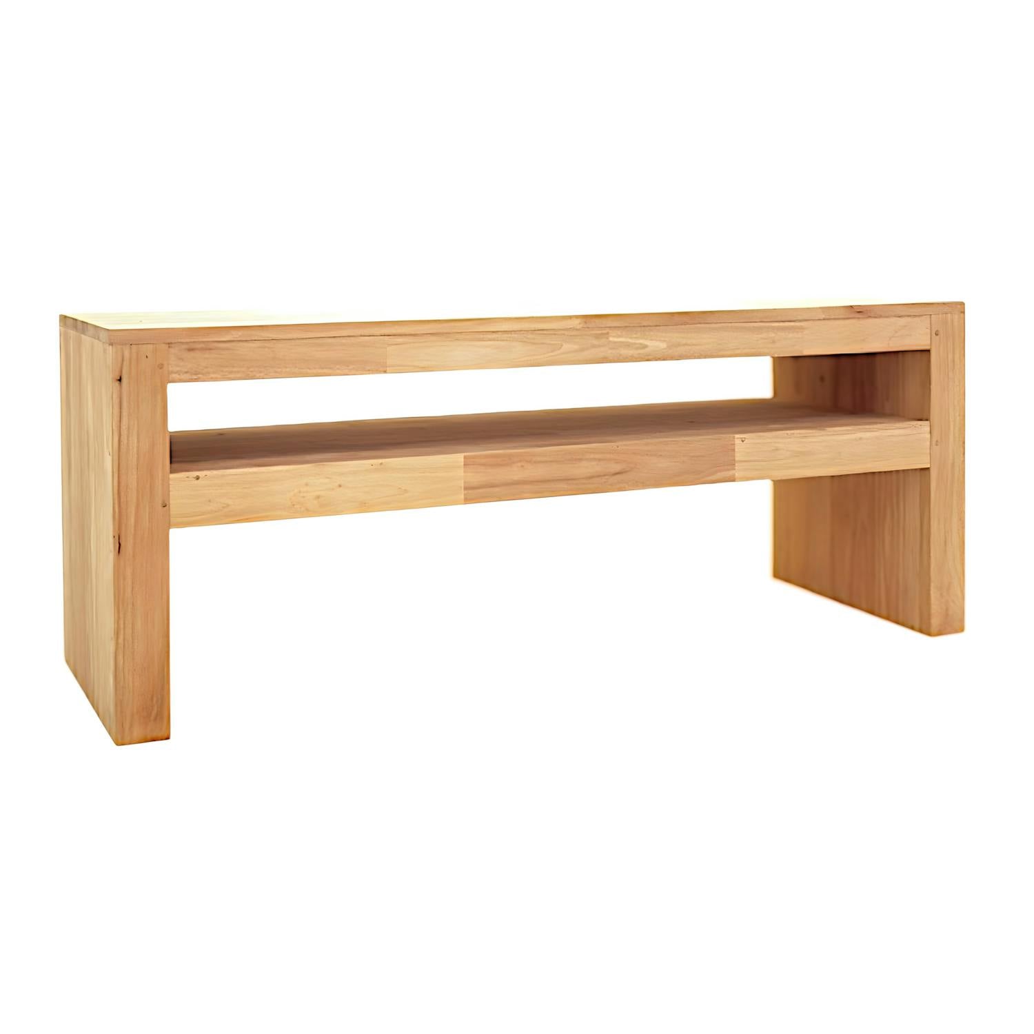 Meuble TV Hévéa double plateaux 120x50x60cm OLGA