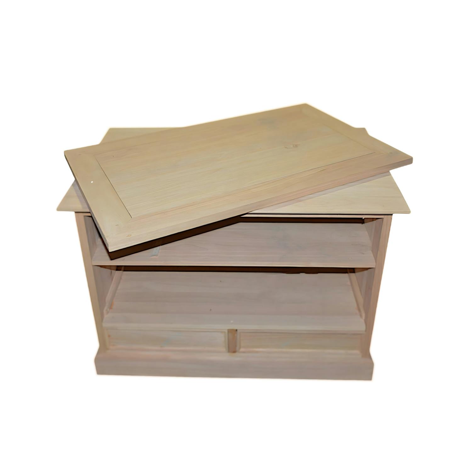 Meuble TV Hévéa plateau tournant, 2 tiroirs, 2 niches 83x50x62cm TRADITION