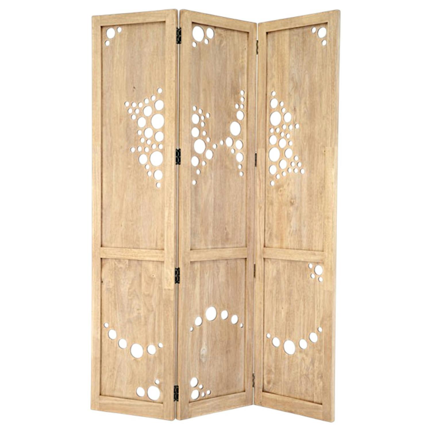 Paravent bois hévéa bulles 170cm OLGA