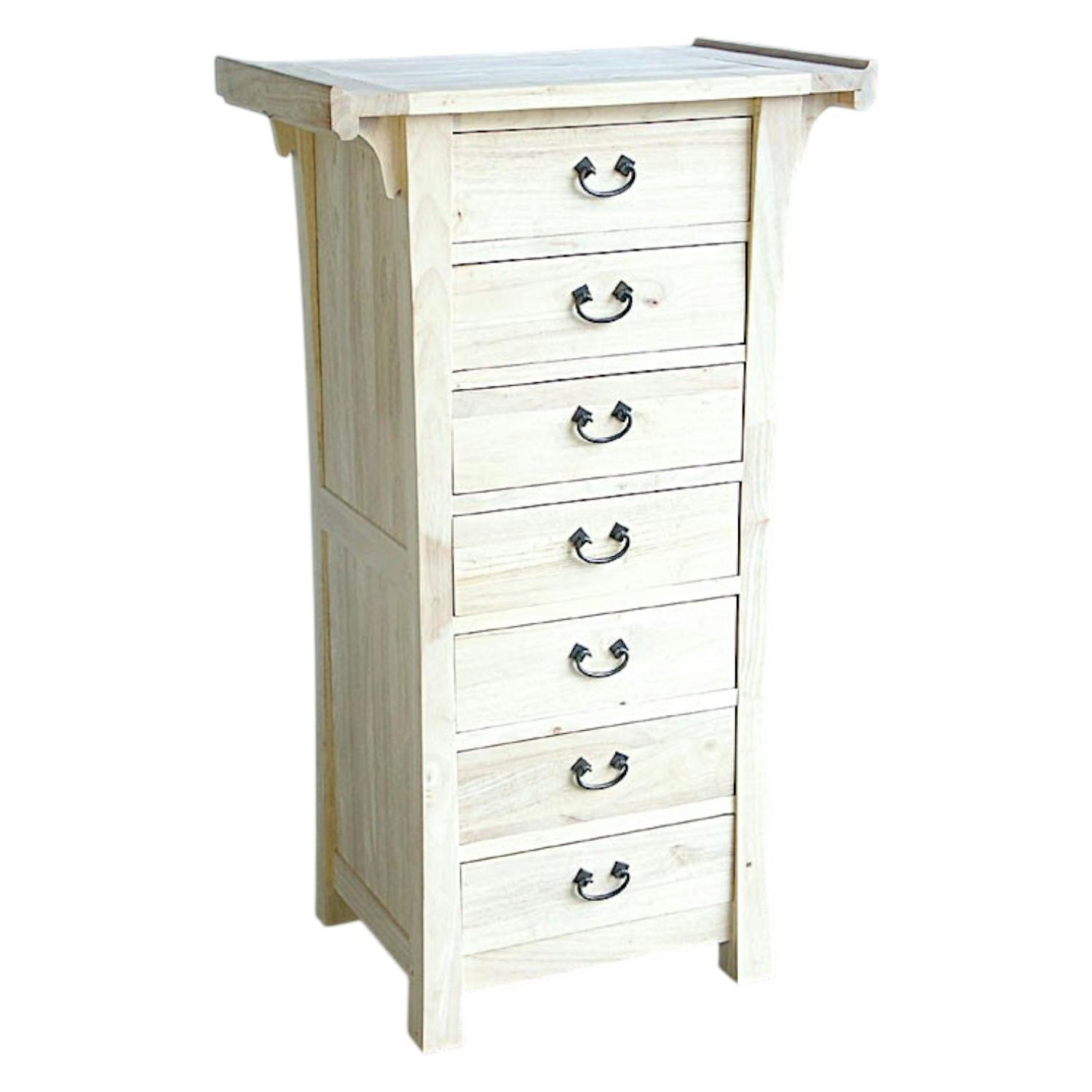 Semainier meuble bois massif style colonial MAORI